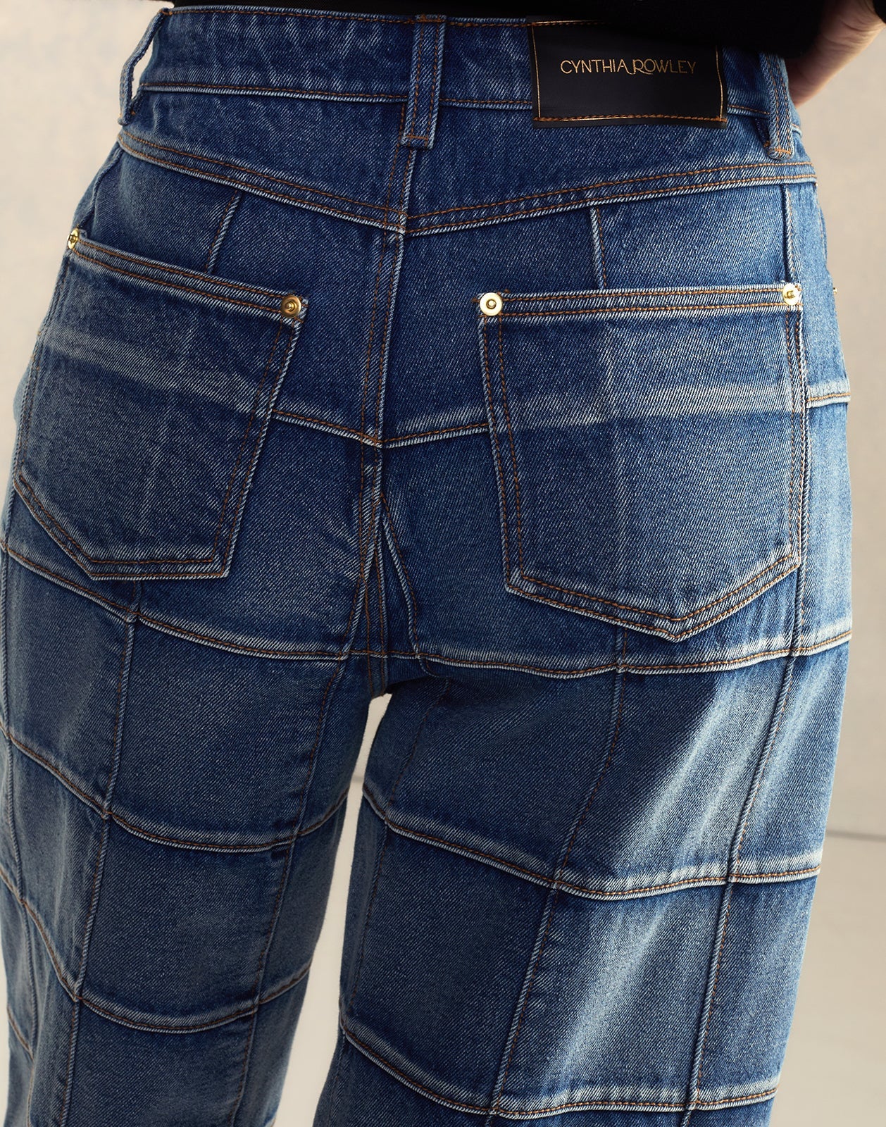 Cynthia Rowley Windowpane Wide-Leg Jeans - Light Wash