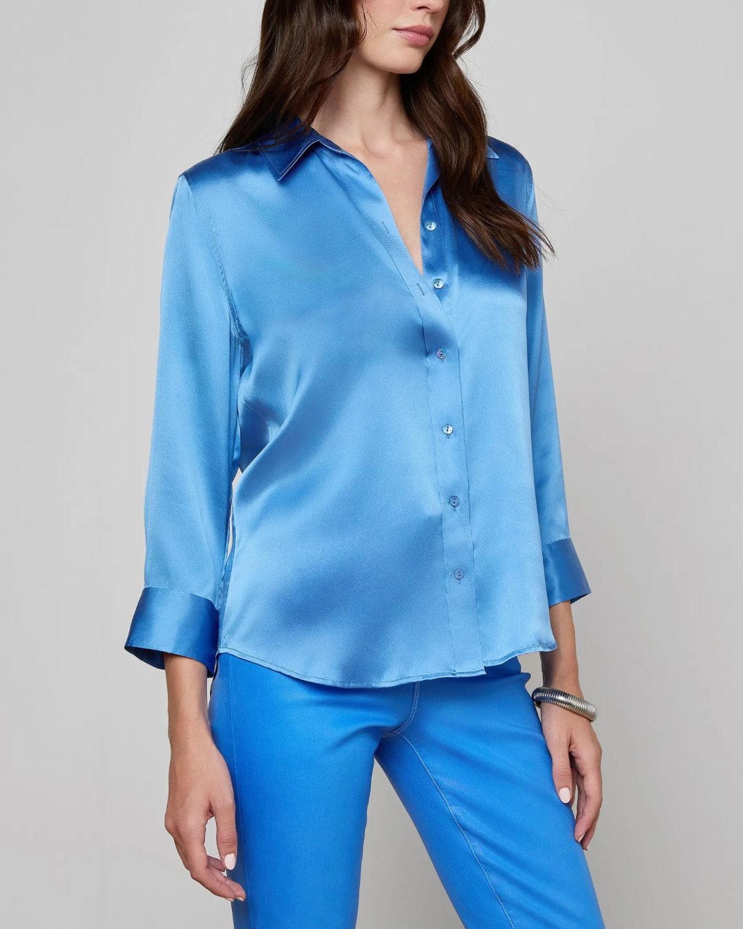 L'agence Dani 3/4 Sleeve Blouse - Regatta Blue