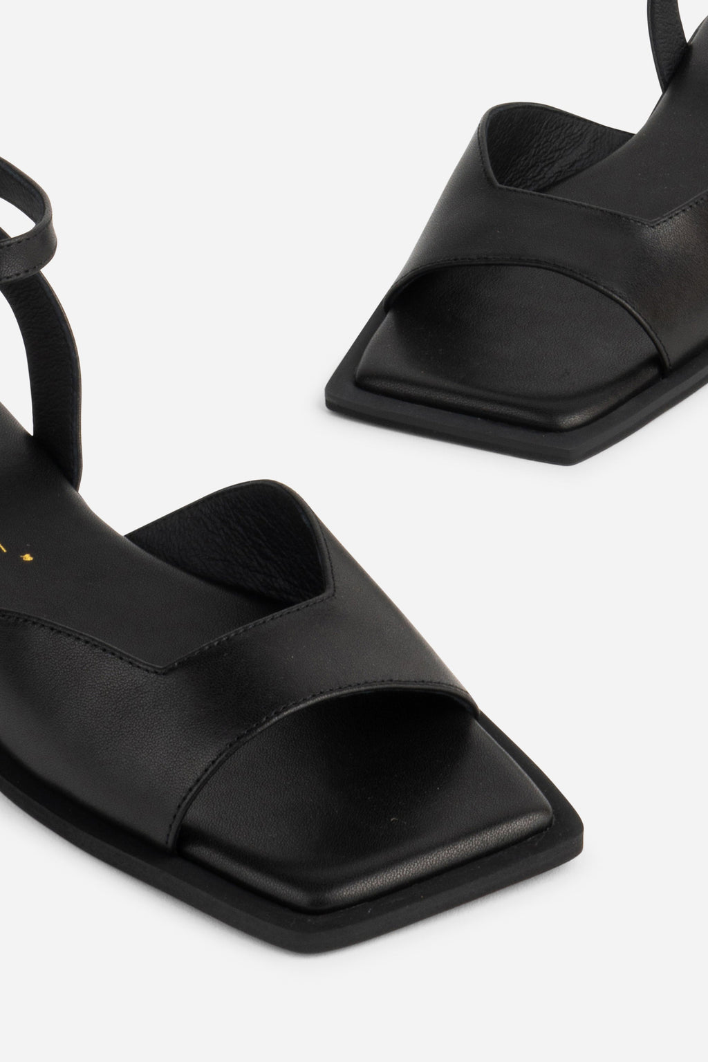 "INTENTIONALLY __________." Dive Leather Square Toe Sandal - Black