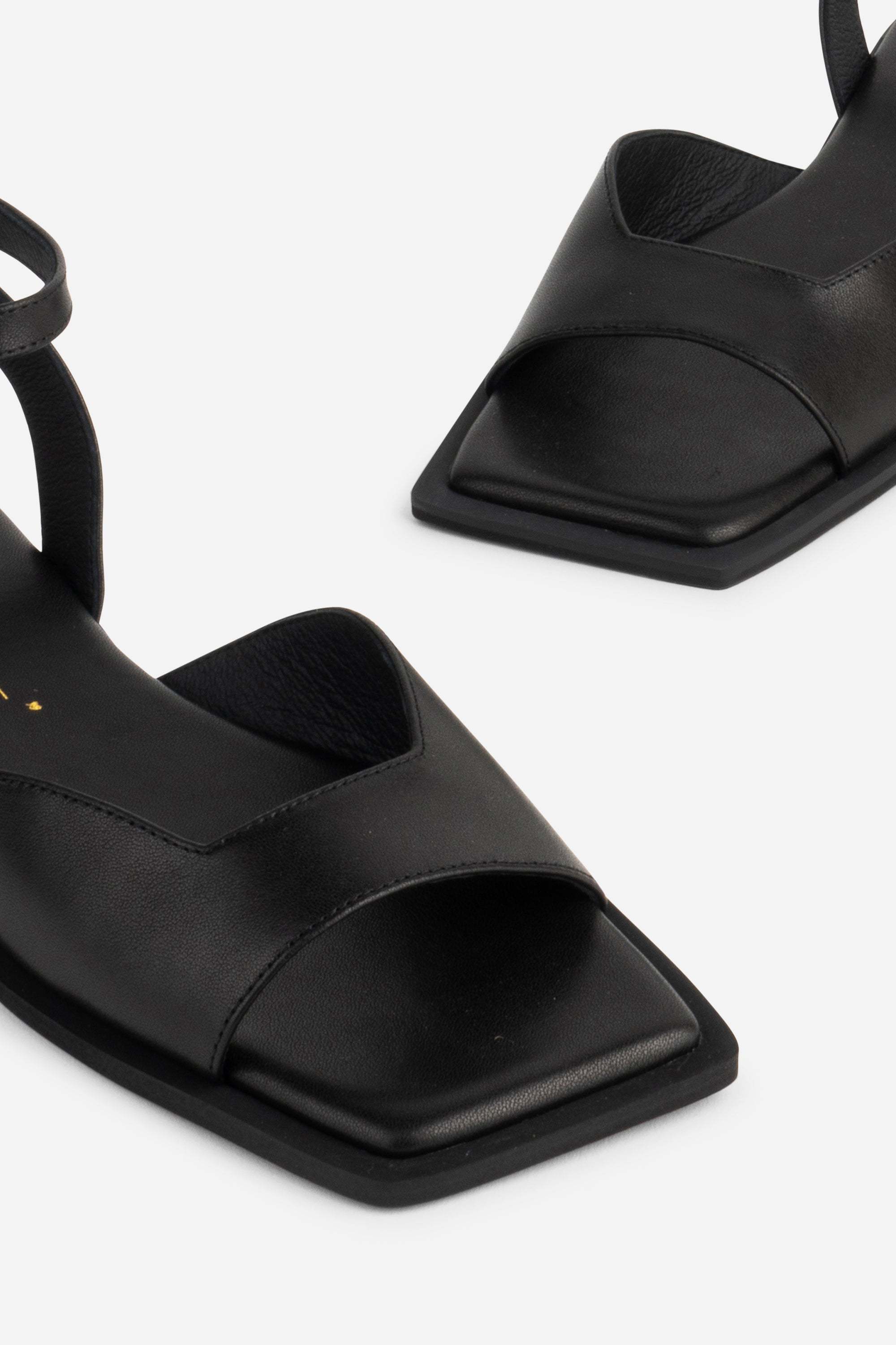 "INTENTIONALLY __________." Dive Leather Square Toe Sandal - Black
