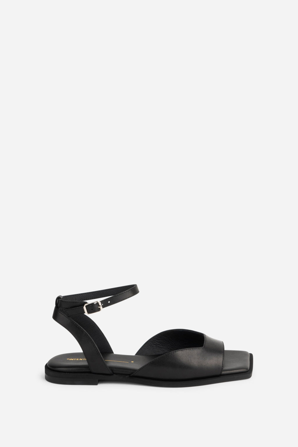"INTENTIONALLY __________." Dive Leather Square Toe Sandal - Black