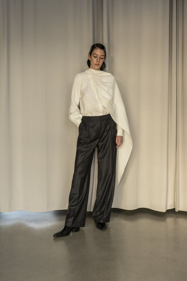 K M by L A N G E Dnipro Long Tie Blouse - White