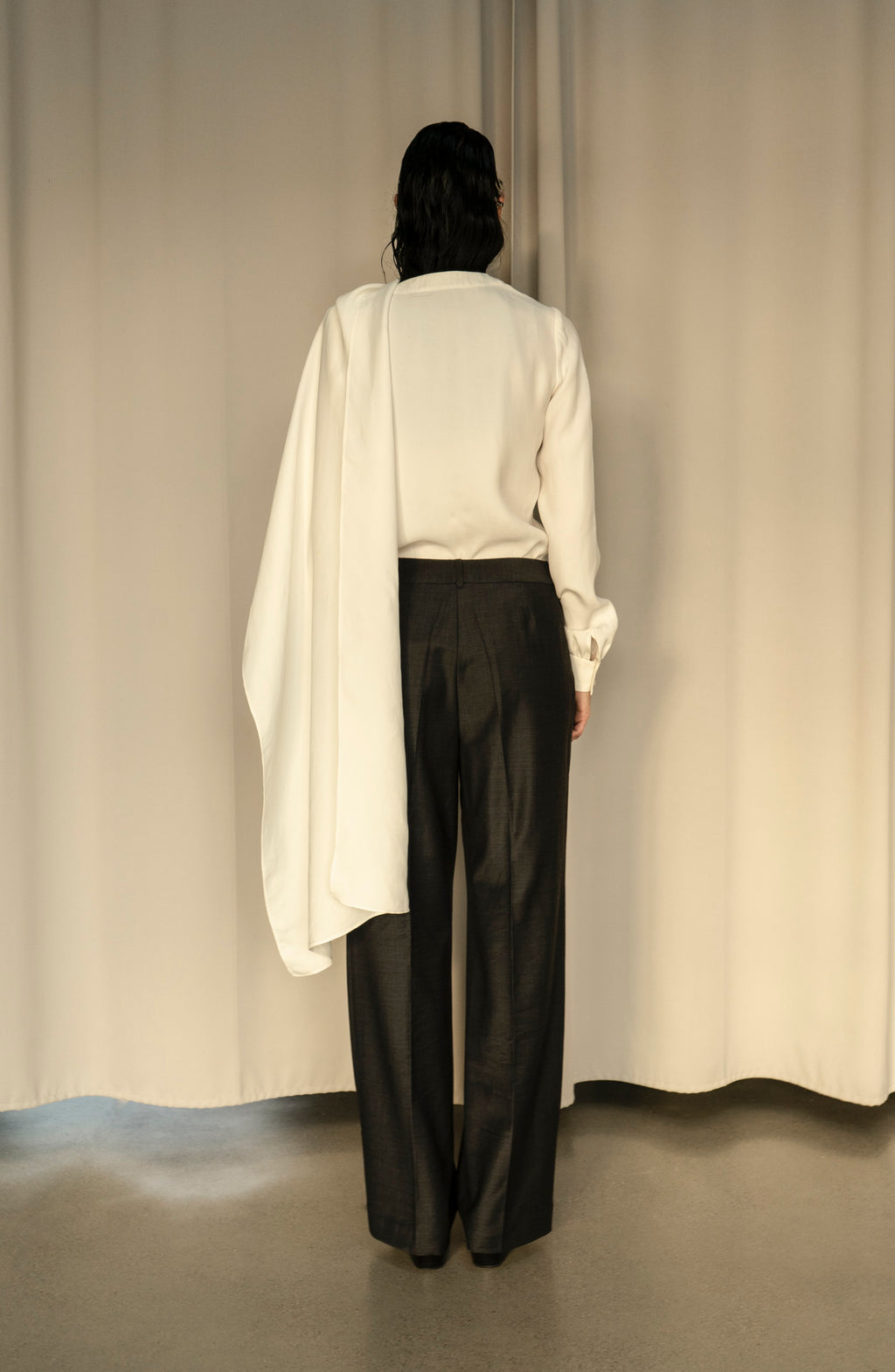 K M by L A N G E Dnipro Long Tie Blouse - White