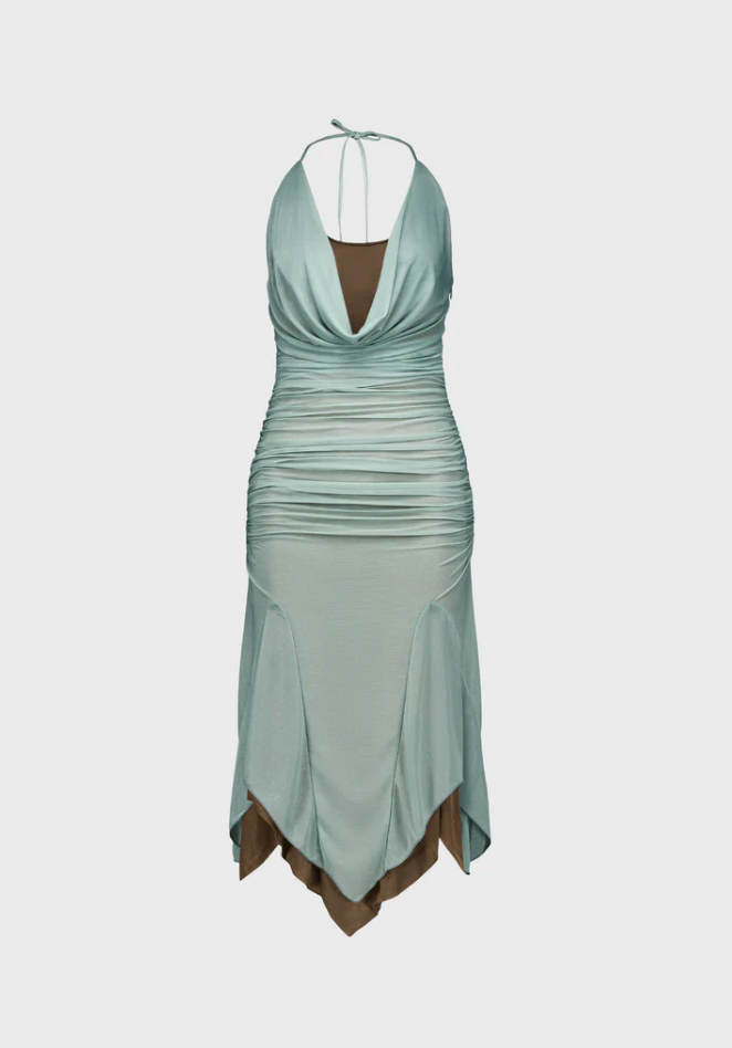 SAEMDI Double Layered Midi Dress