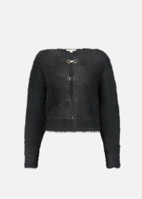 SAEMDI Drop Shoulder Buckle Cardigan