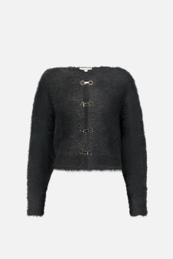 SAEMDI Drop Shoulder Buckle Cardigan