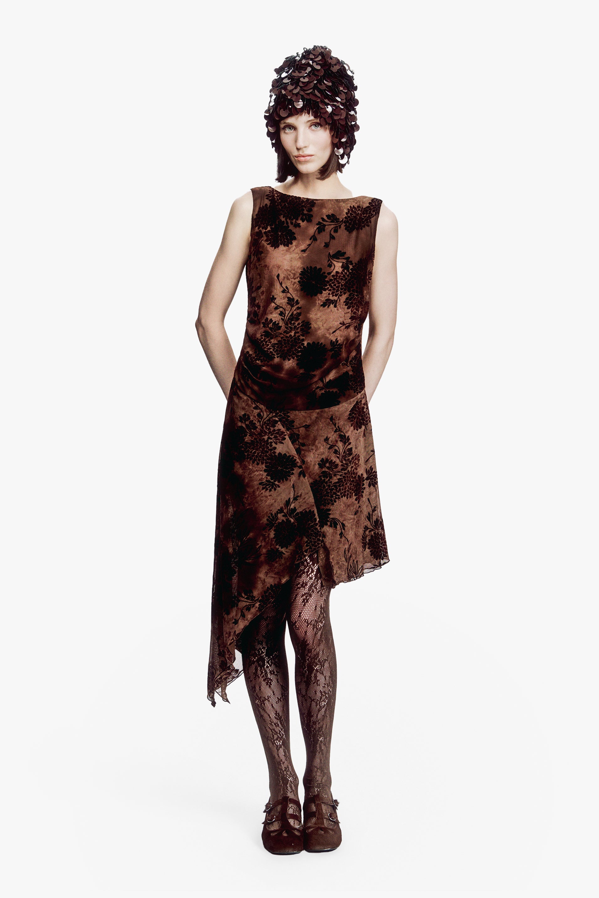 Anna Sui Dahlia Tulle Knit Asymmetrical Dress