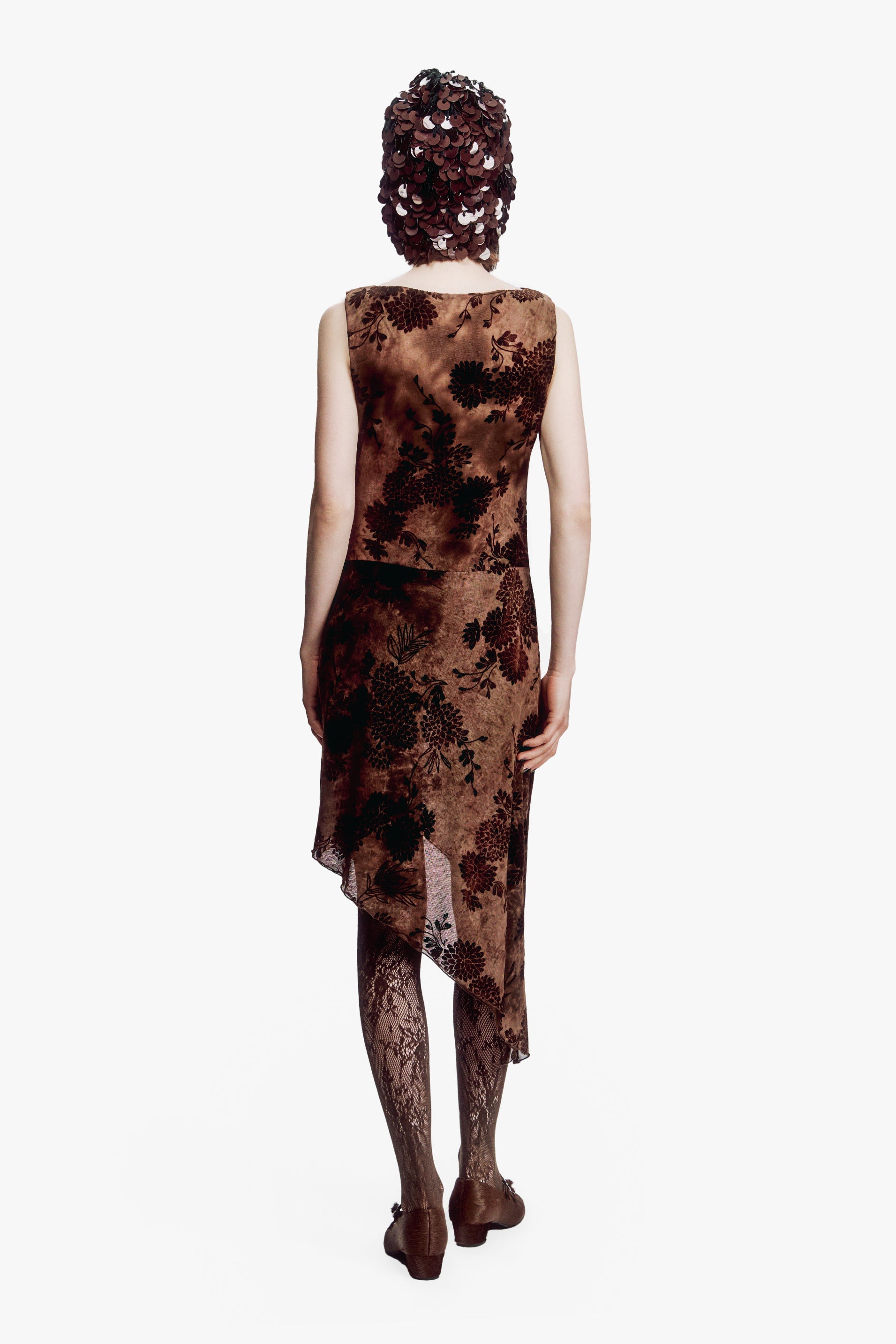 Anna Sui Dahlia Tulle Knit Asymmetrical Dress