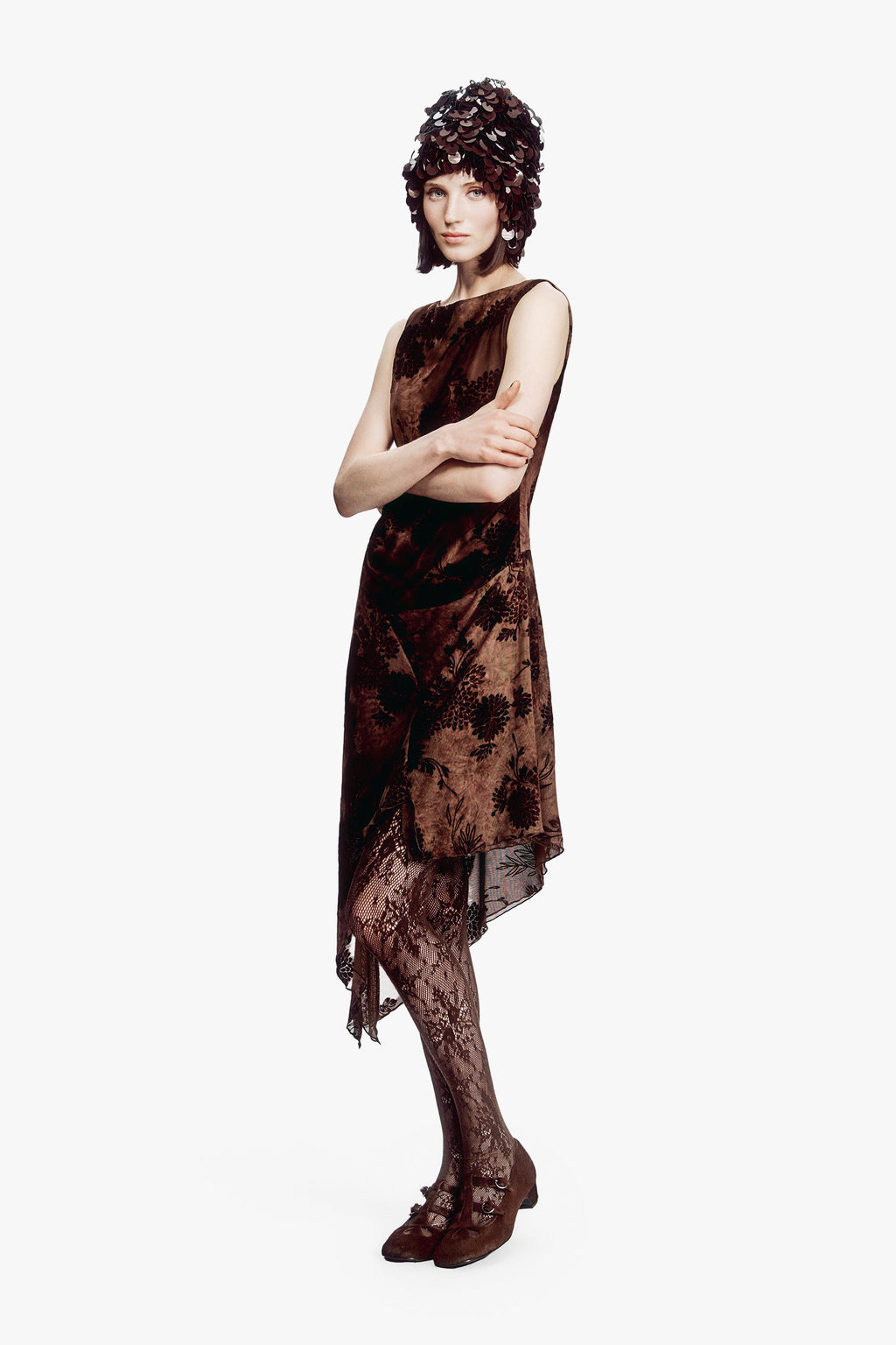 Anna Sui Dahlia Tulle Knit Asymmetrical Dress