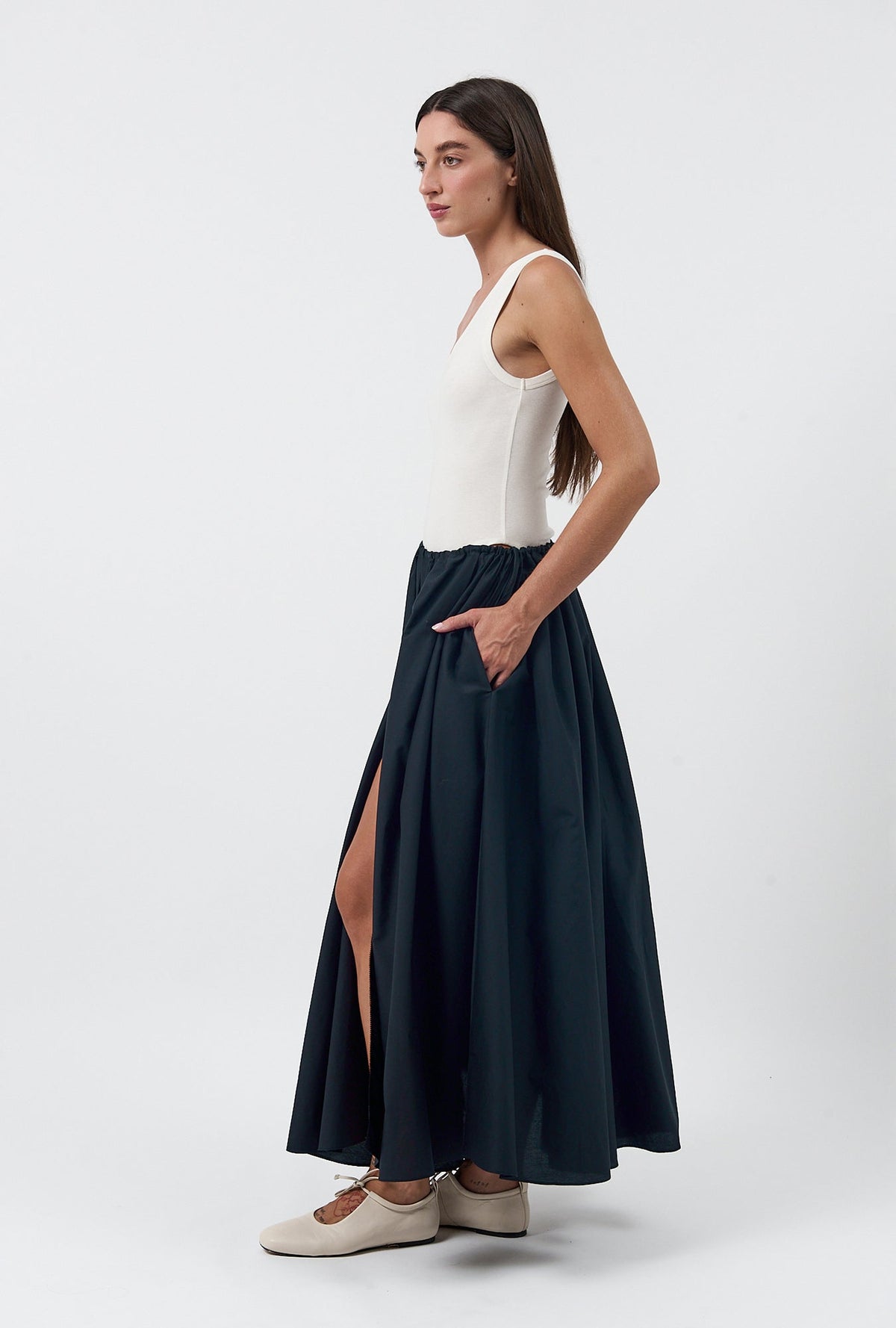 Silk Laundry Daisy Skirt - Black