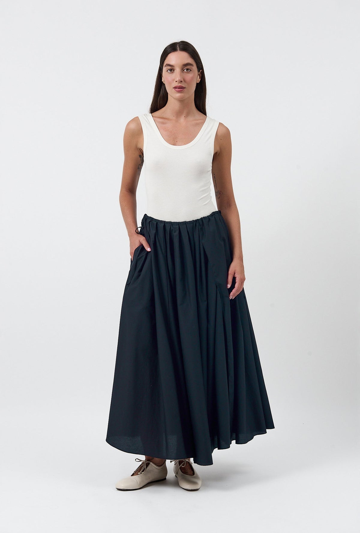 Silk Laundry Daisy Skirt - Black