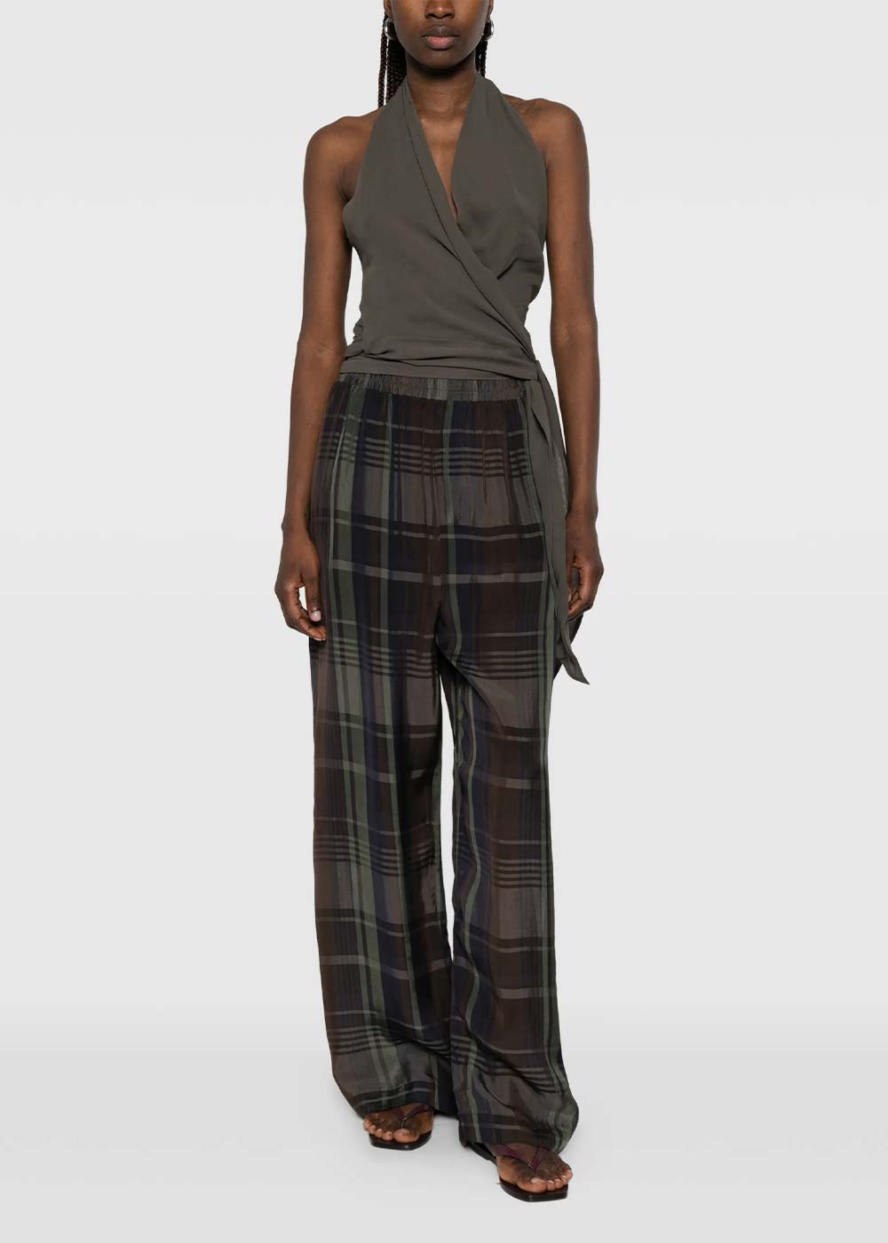 Cortana Tie-Detail Blouse - Dark Grey
