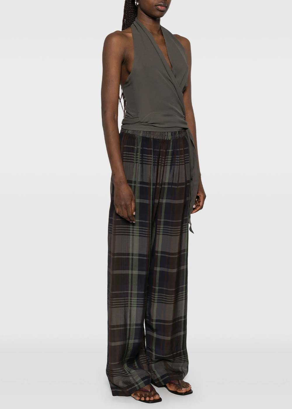 Cortana Tie-Detail Blouse - Dark Grey
