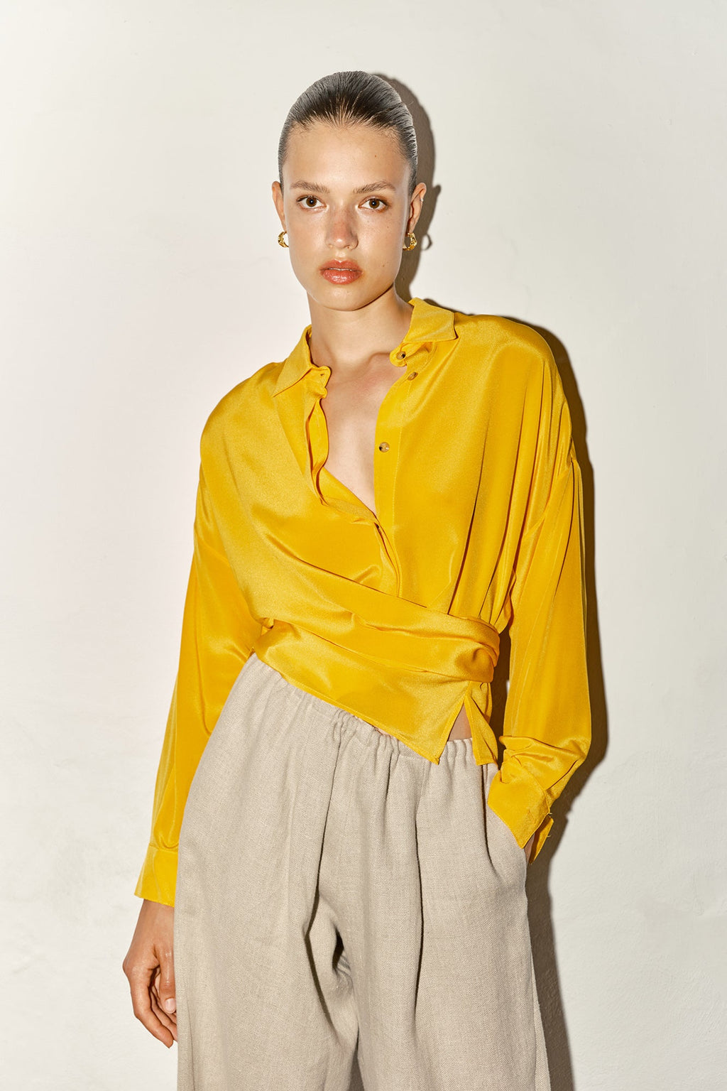 Datura Silk Lola Blouse - Citric Orange