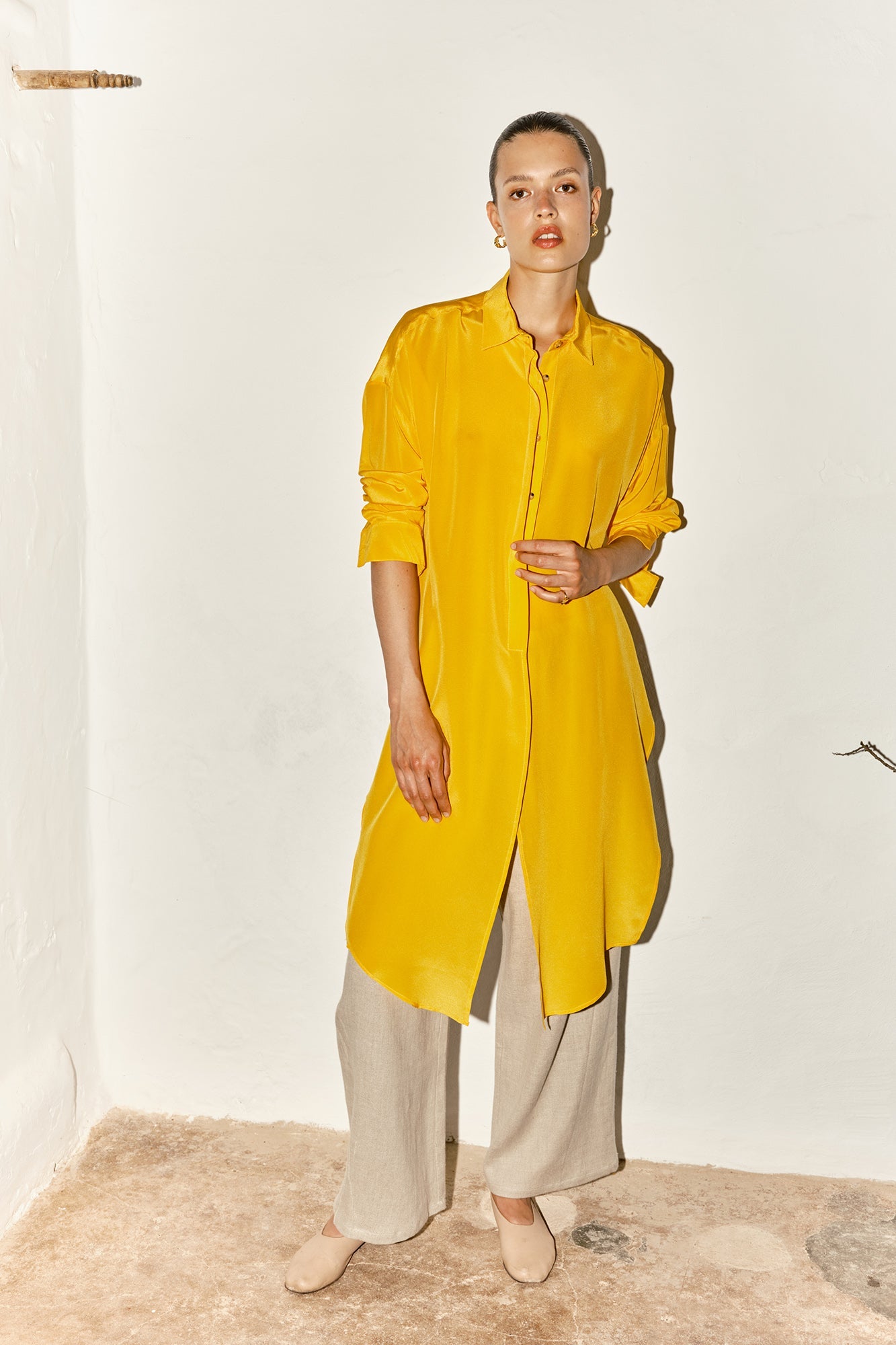 Datura Silk Lola Blouse - Citric Orange