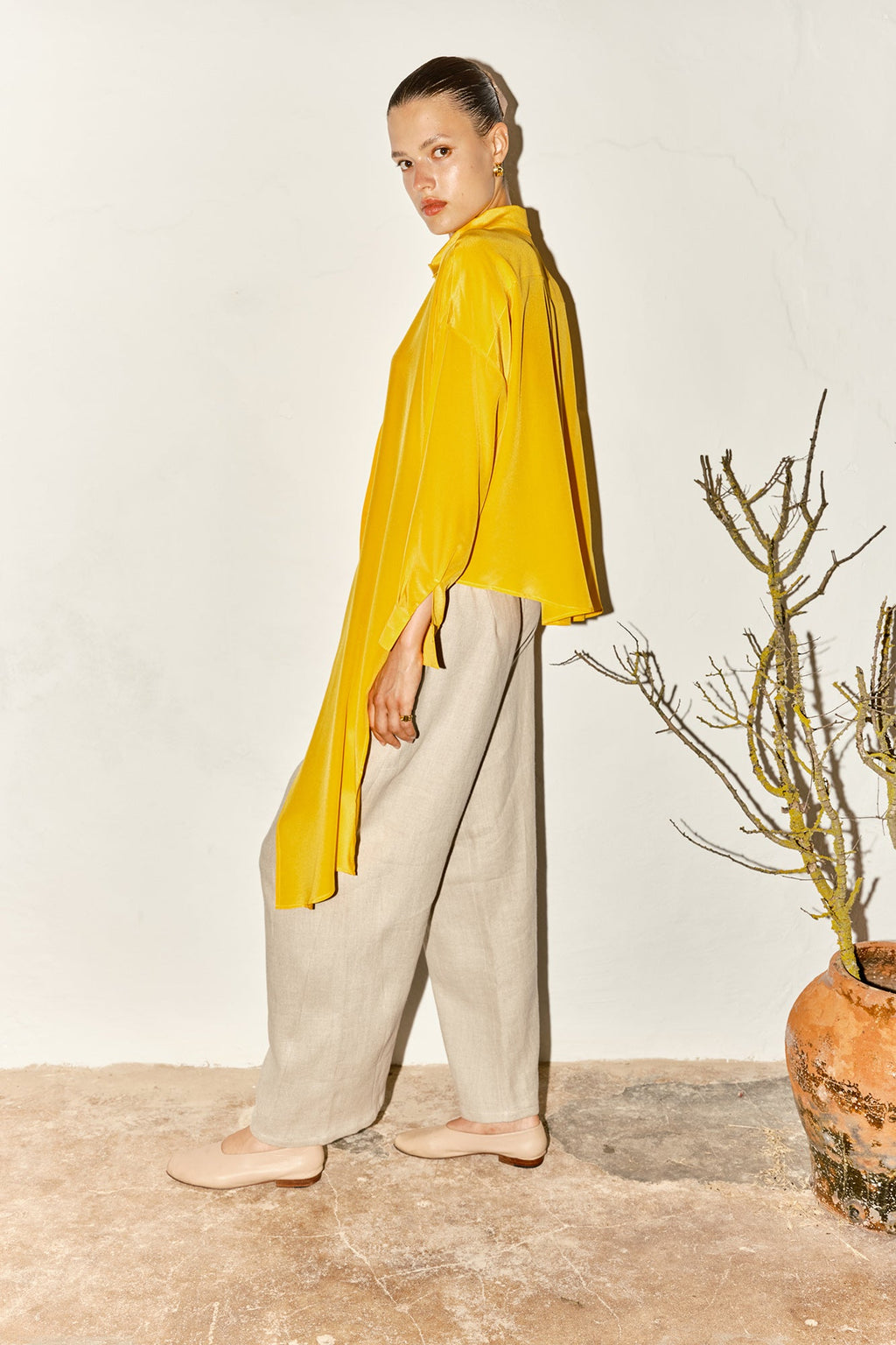 Datura Silk Lola Blouse - Citric Orange