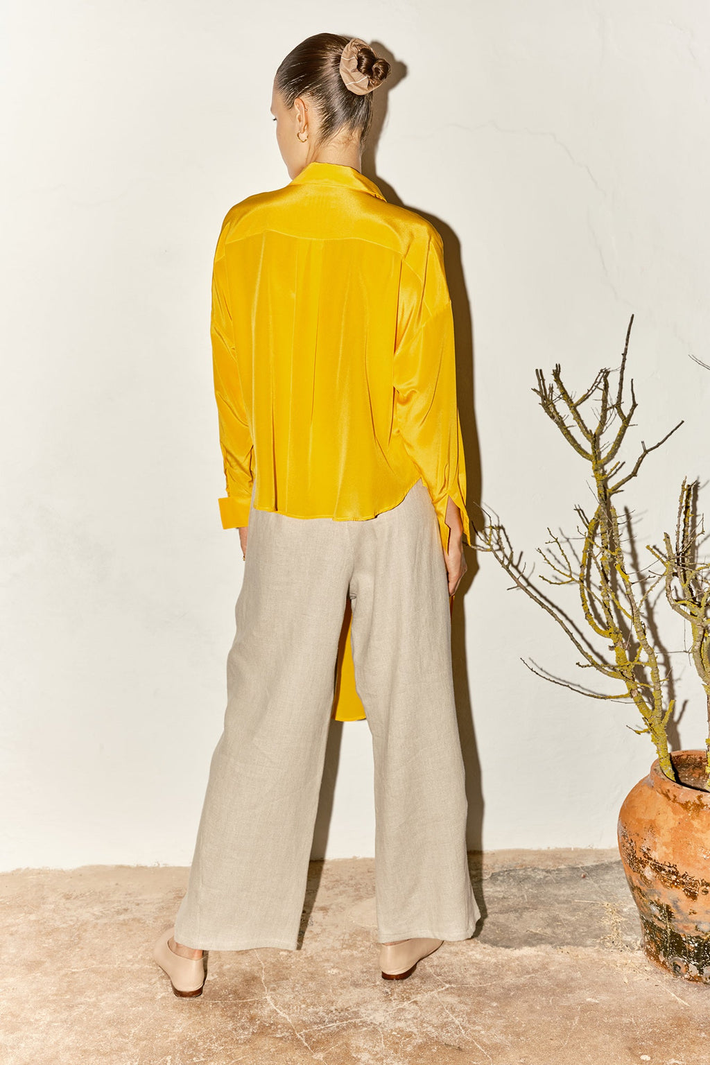 Datura Silk Lola Blouse - Citric Orange