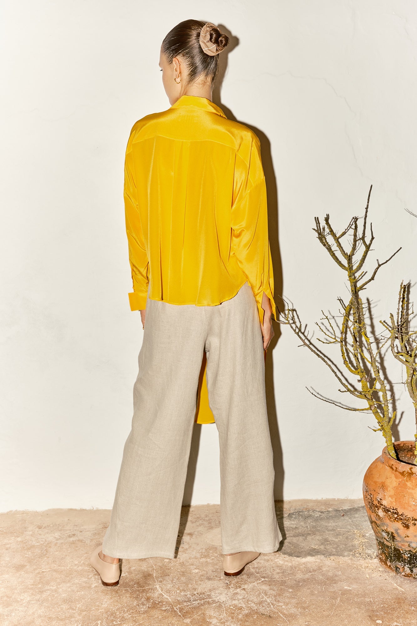 Datura Silk Lola Blouse - Citric Orange