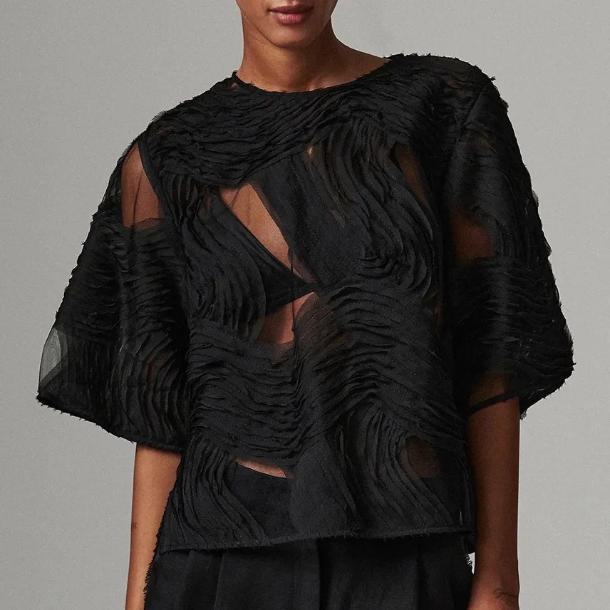 Day Birger et Mikkelsen Tatiana Crochet Lacy Top - Black