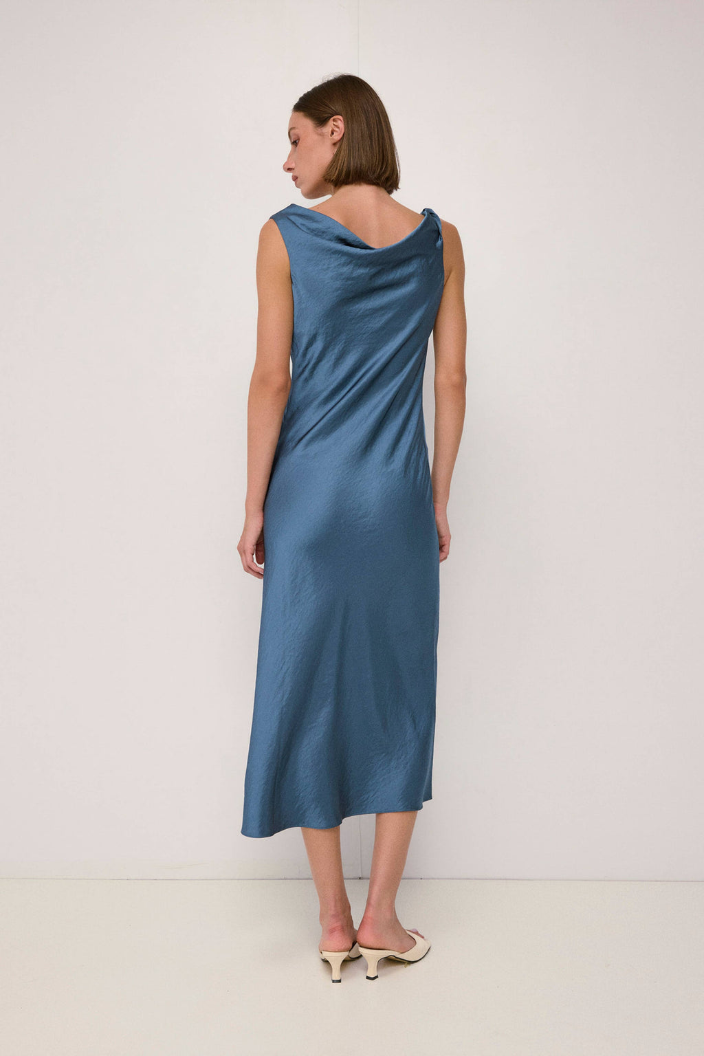 Mod Ref Elowen Cowl Neck Crushed Satin Midi Dress