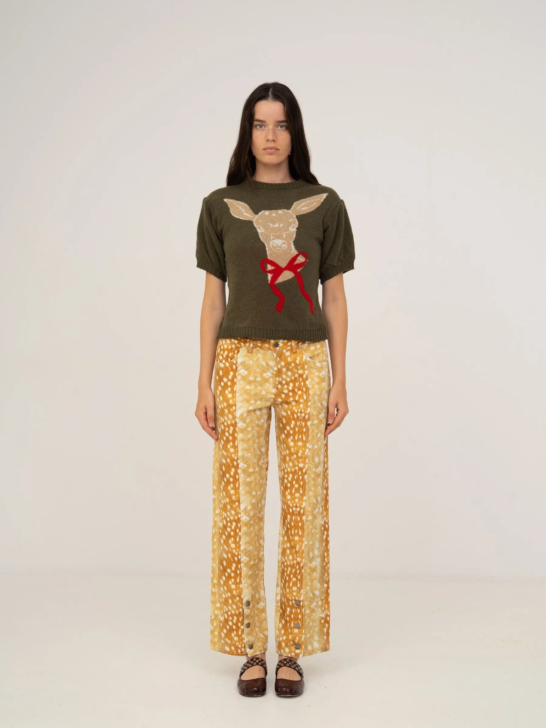 Carmen Says Deer Print Denim Jeans