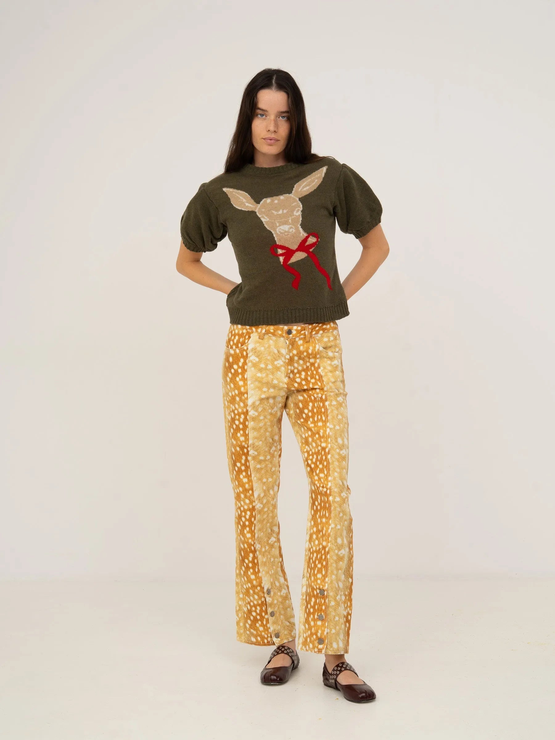 Carmen Says Deer Print Denim Jeans