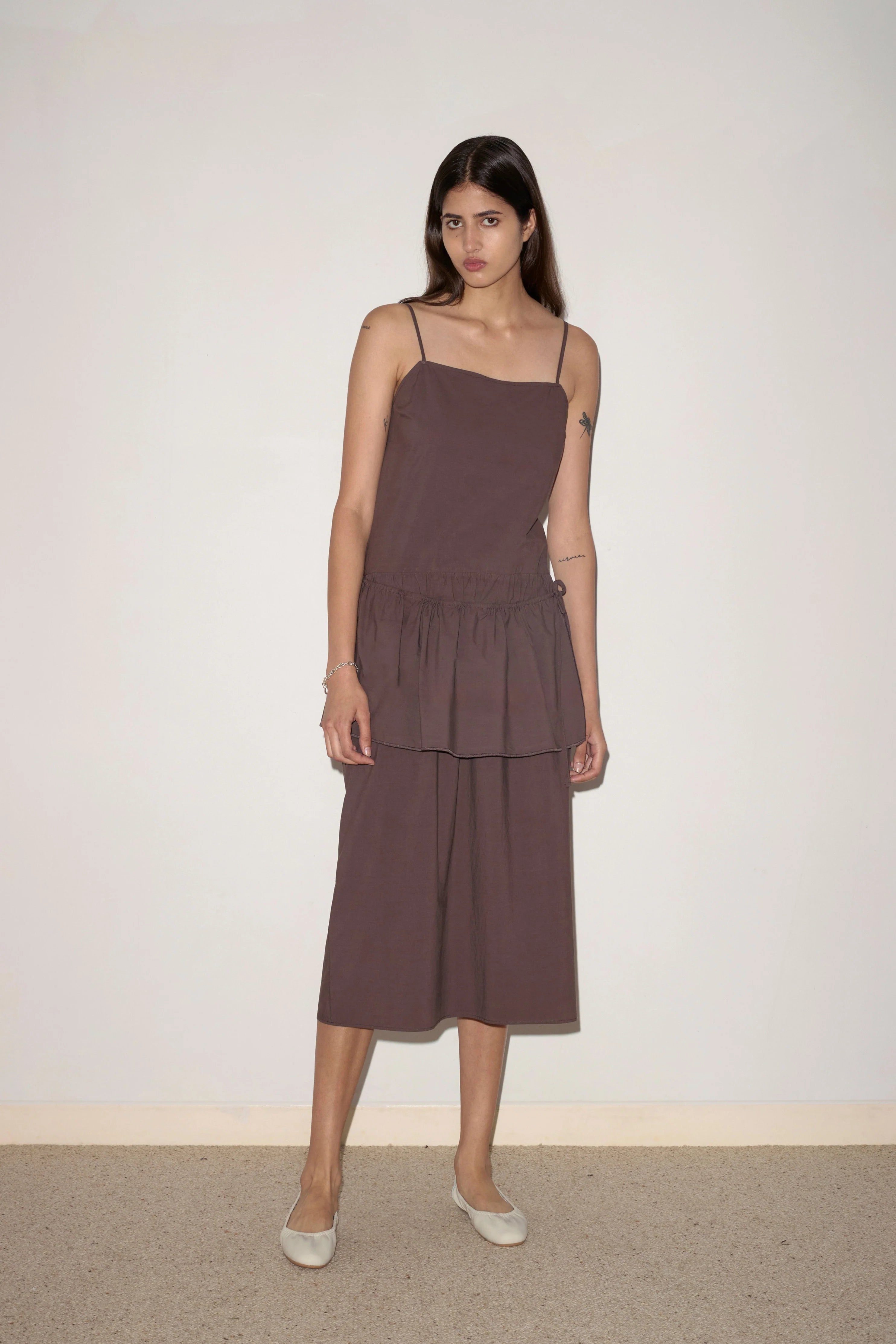Deiji Studios Peplum Dress - Chocolate