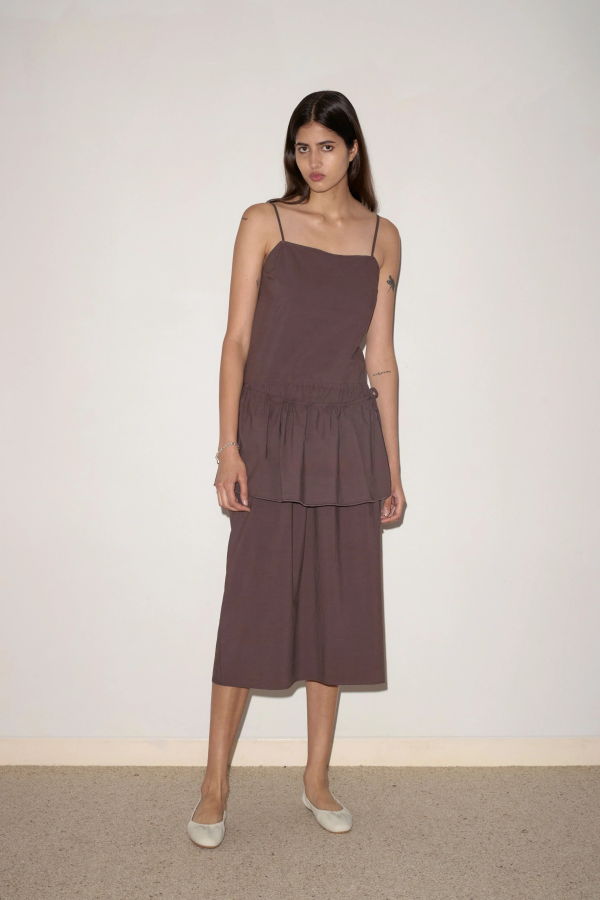 Deiji Studios Peplum Dress - Chocolate
