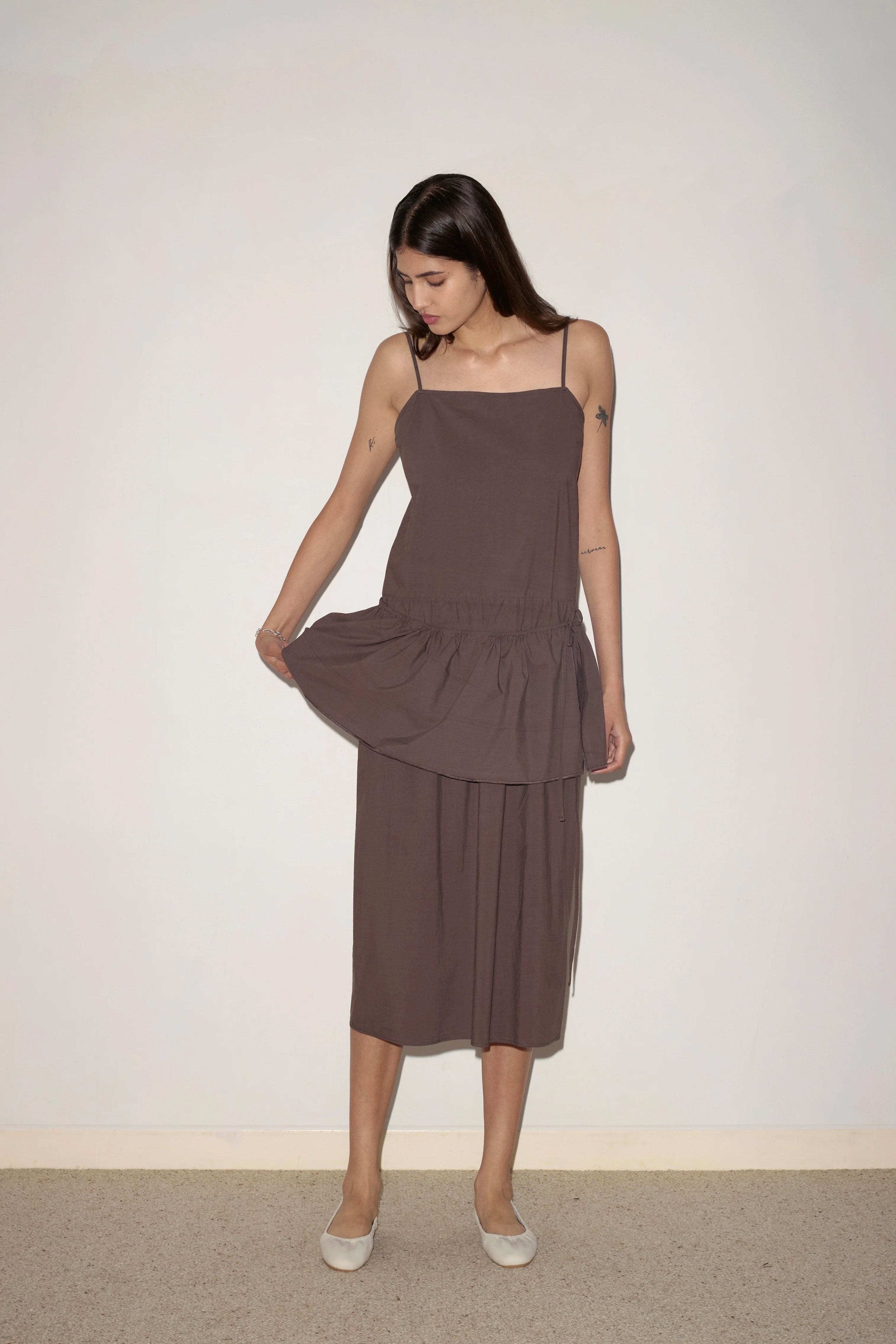 Deiji Studios Peplum Dress - Chocolate