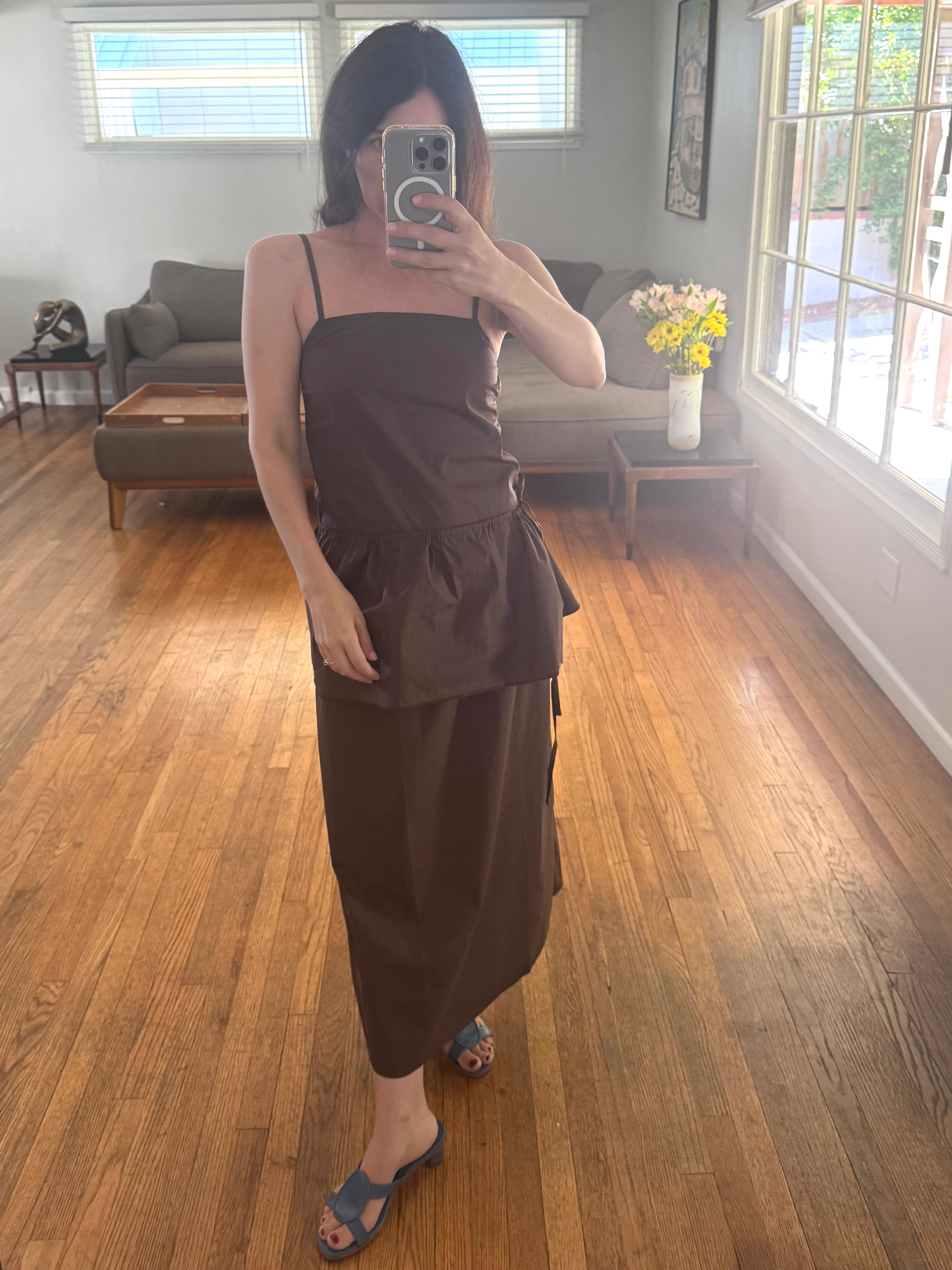 Deiji Studios Peplum Dress - Chocolate