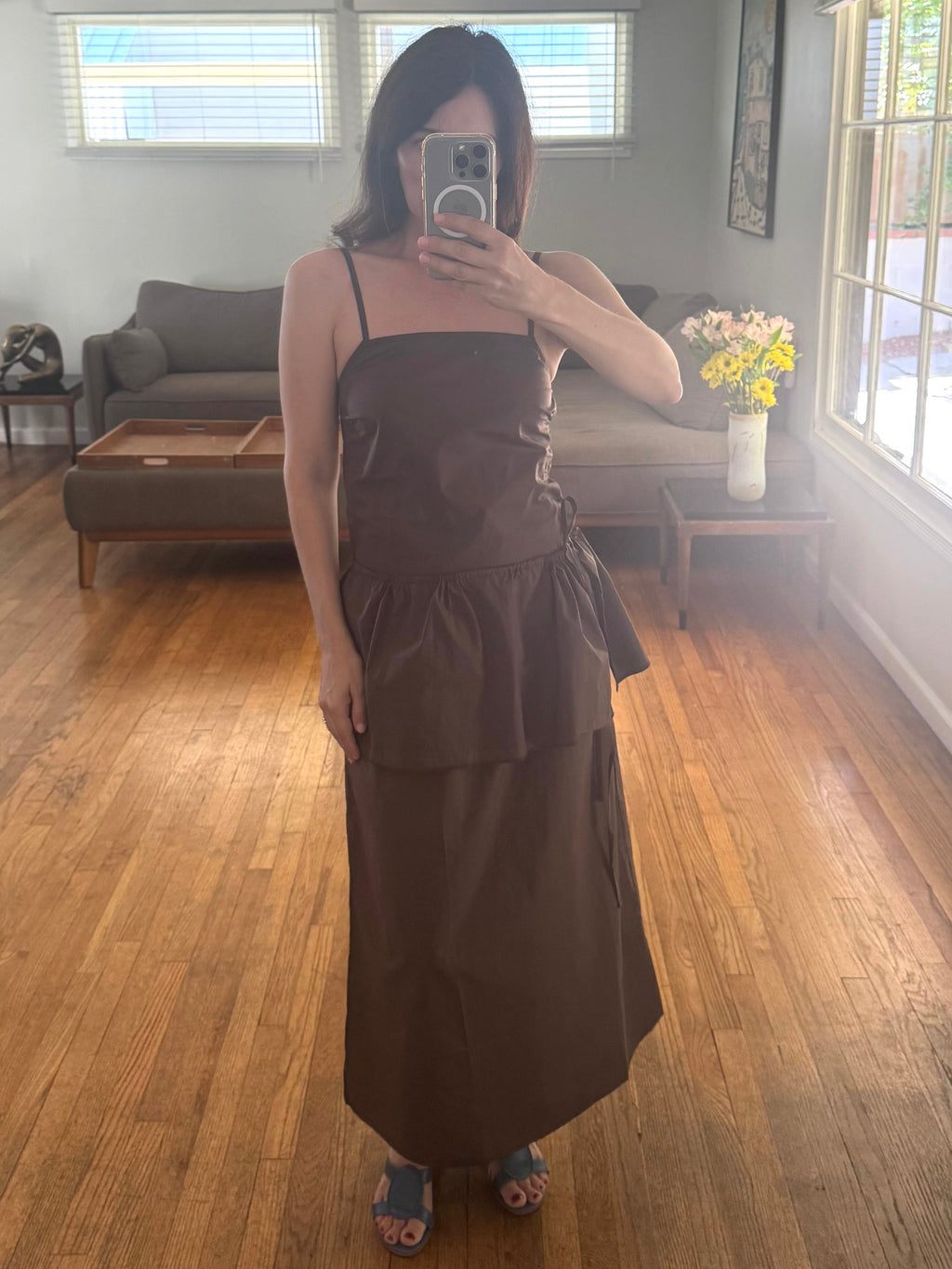 Deiji Studios Peplum Dress - Chocolate