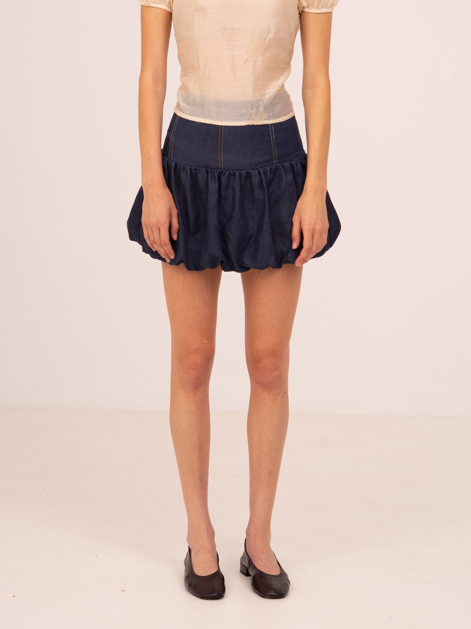 Carmensays Balloon Mini Skirt - Denim