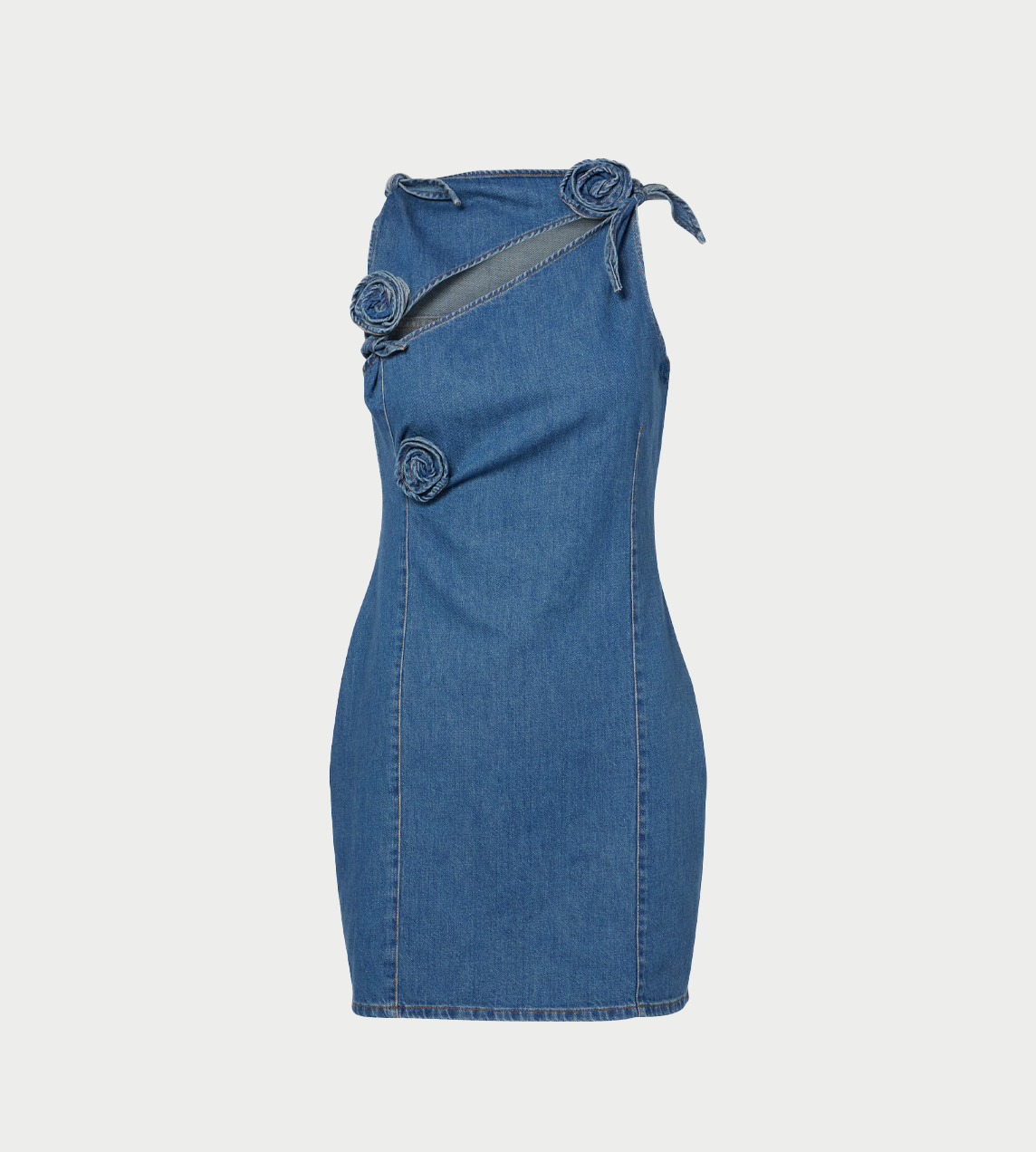 Coperni Denim Flower Mini Dress - Blue