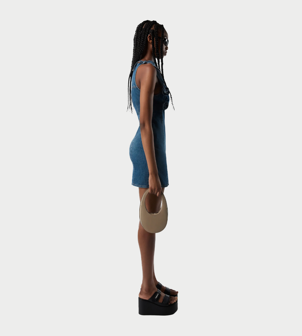 Coperni Denim Flower Mini Dress - Blue