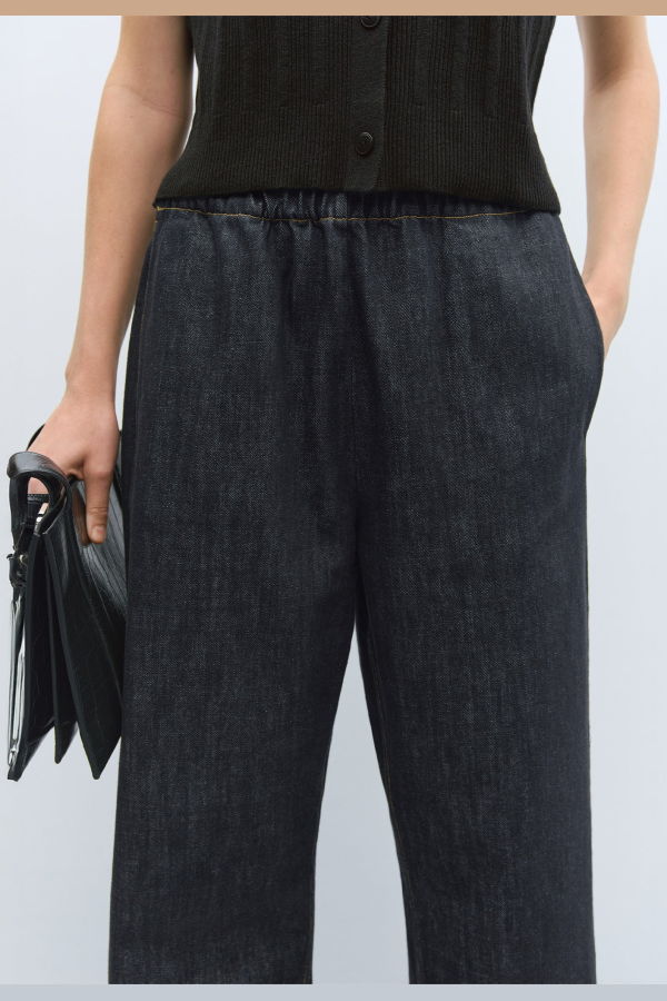 Cordera Denim Relaxed Pants - Black