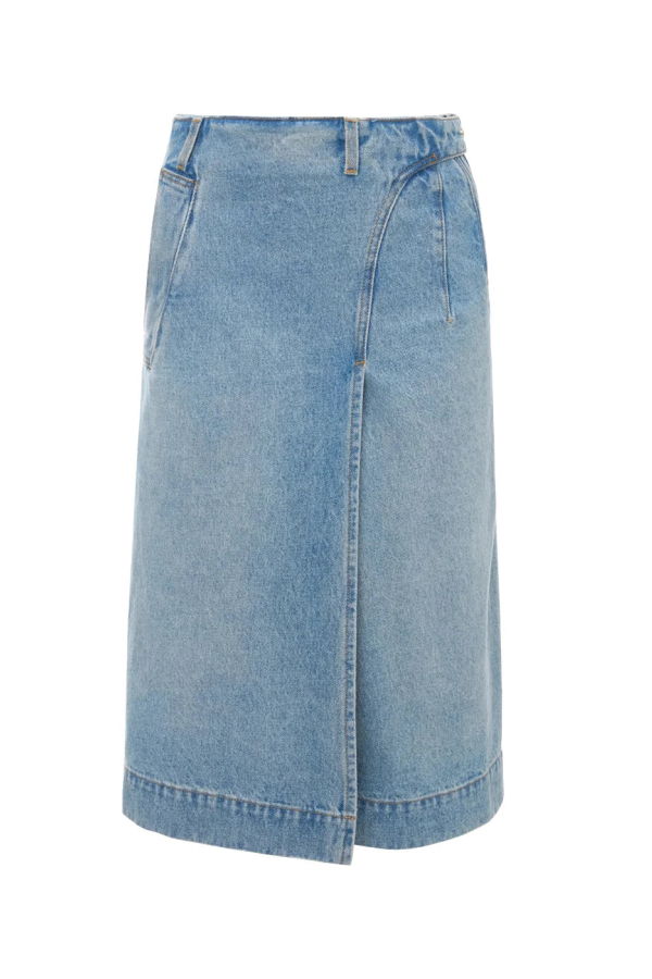 Victoria Beckham Denim Wrap Detail Skirt - Pale Blue Wash