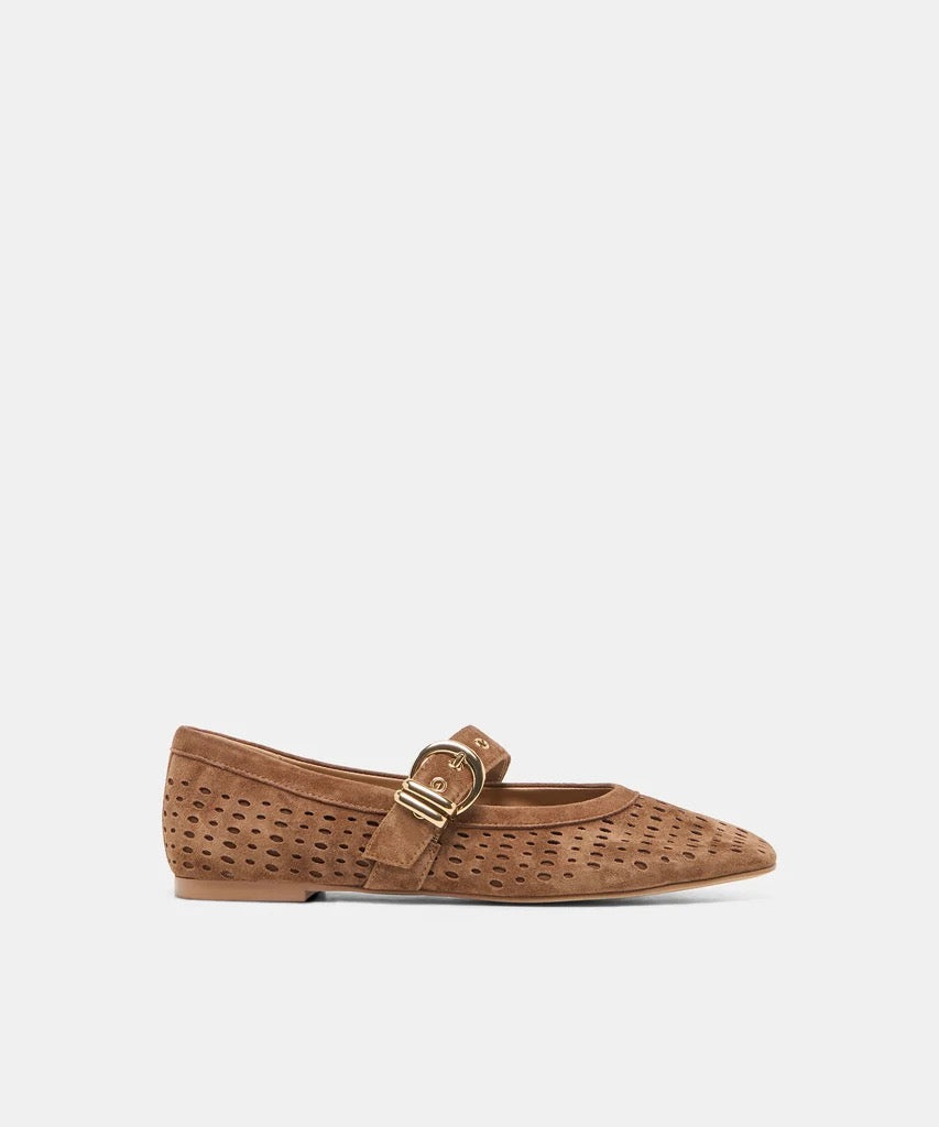Dolce Vita Mikela Perforated Suede Ballet Flats - Cocoa