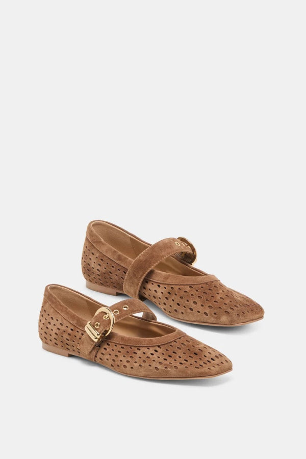 Dolce Vita Mikela Perforated Suede Ballet Flats - Cocoa