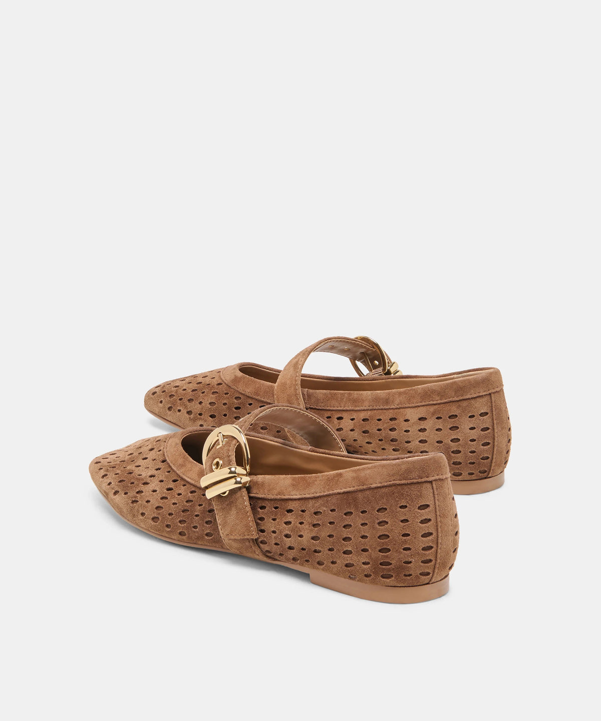 Dolce Vita Mikela Perforated Suede Ballet Flats - Cocoa