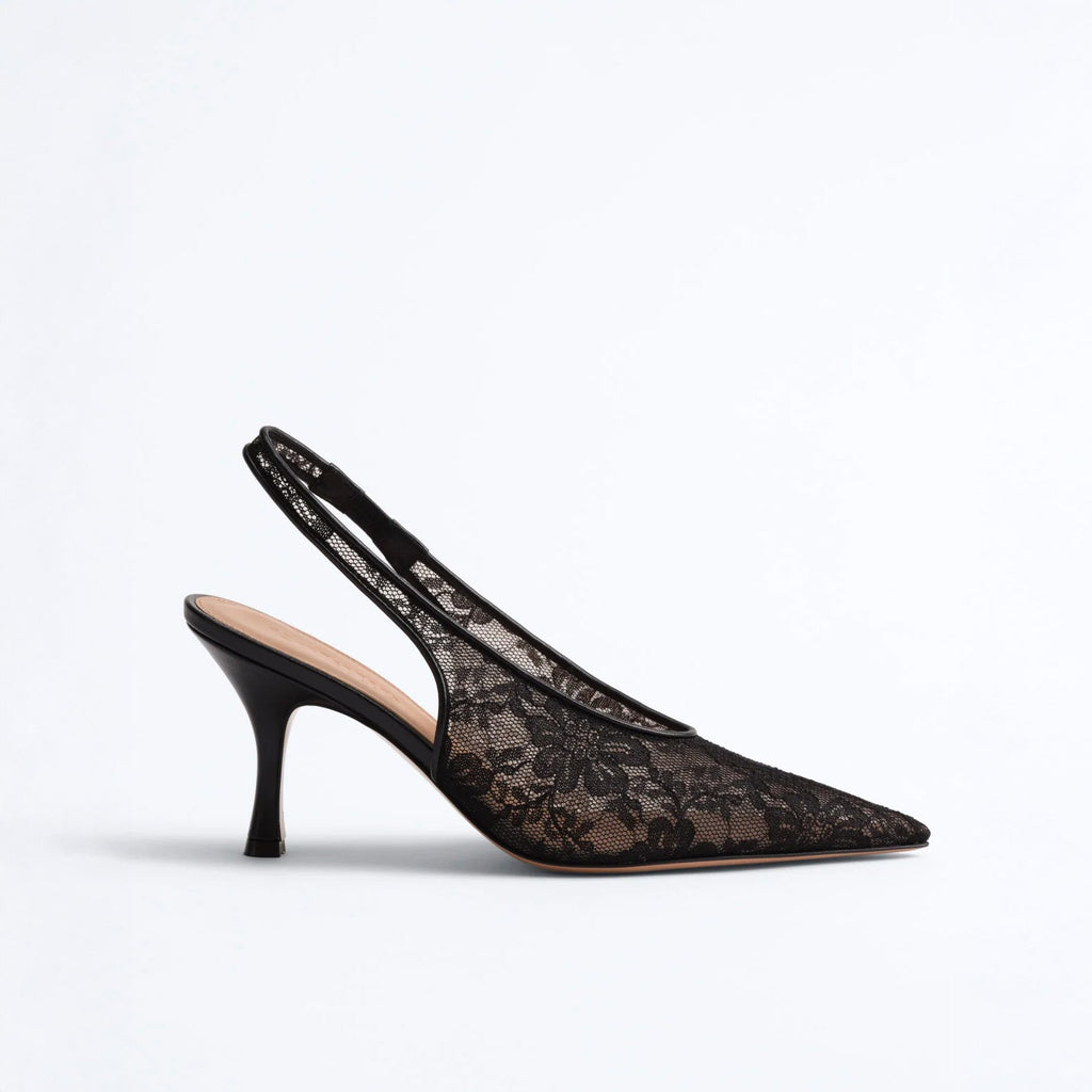 Kolane Dolly Lace Slingbacks - Black