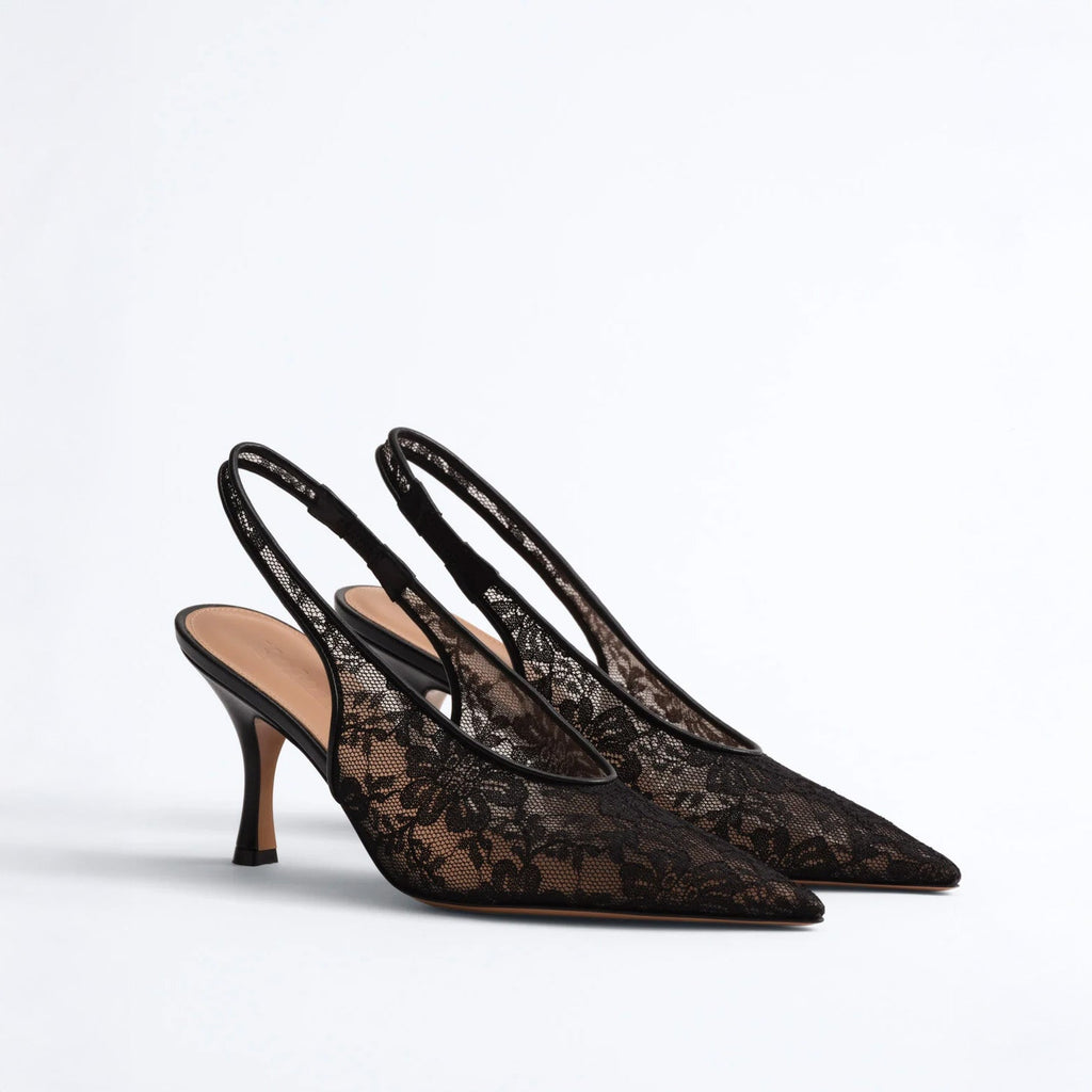 Kolane Dolly Lace Slingbacks - Black