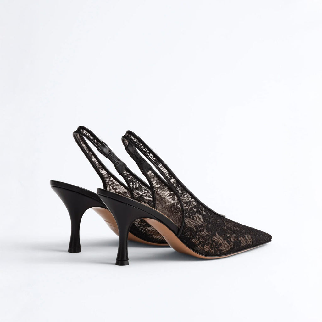 Kolane Dolly Lace Slingbacks - Black