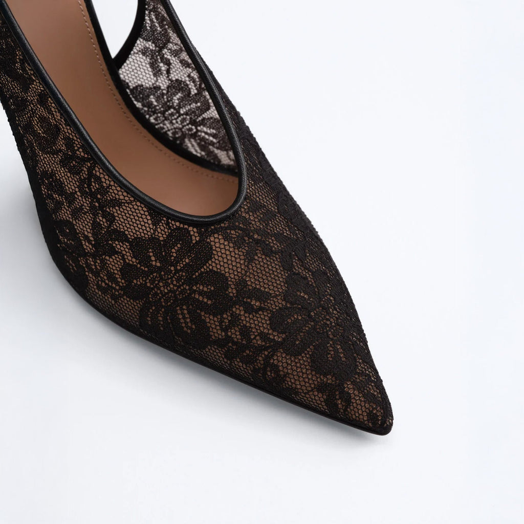 Kolane Dolly Lace Slingbacks - Black