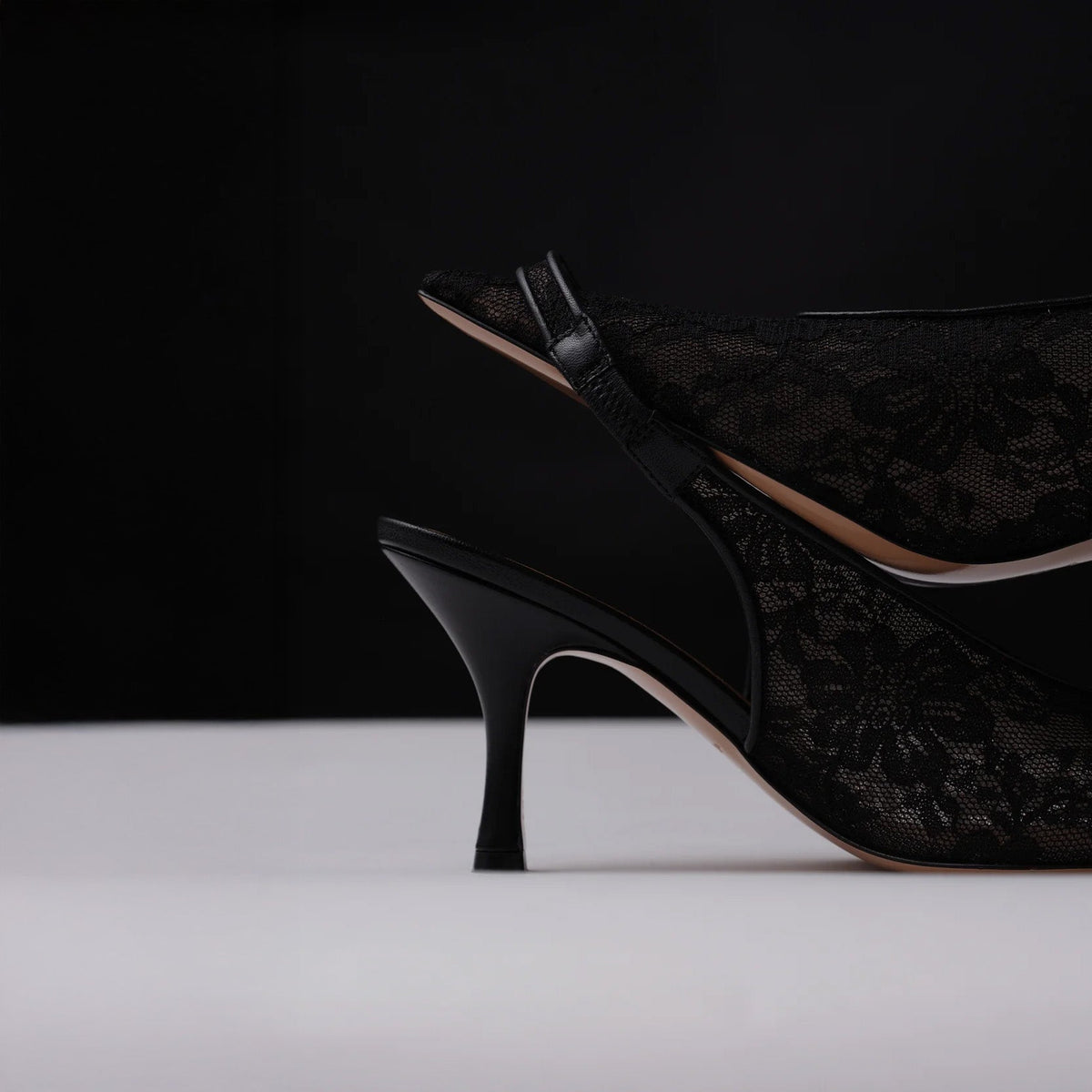 Kolane Dolly Lace Slingbacks - Black