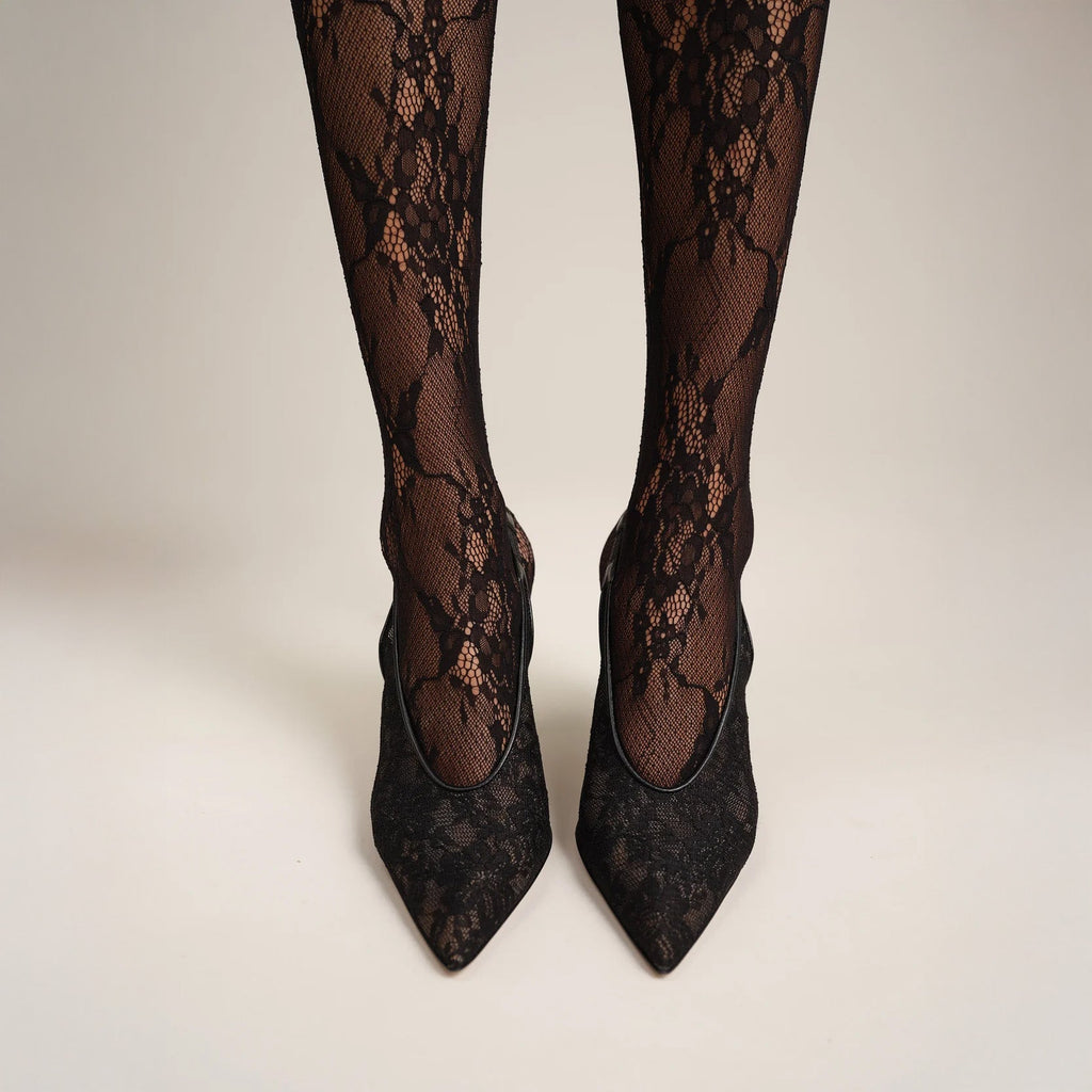Kolane Dolly Lace Slingbacks - Black
