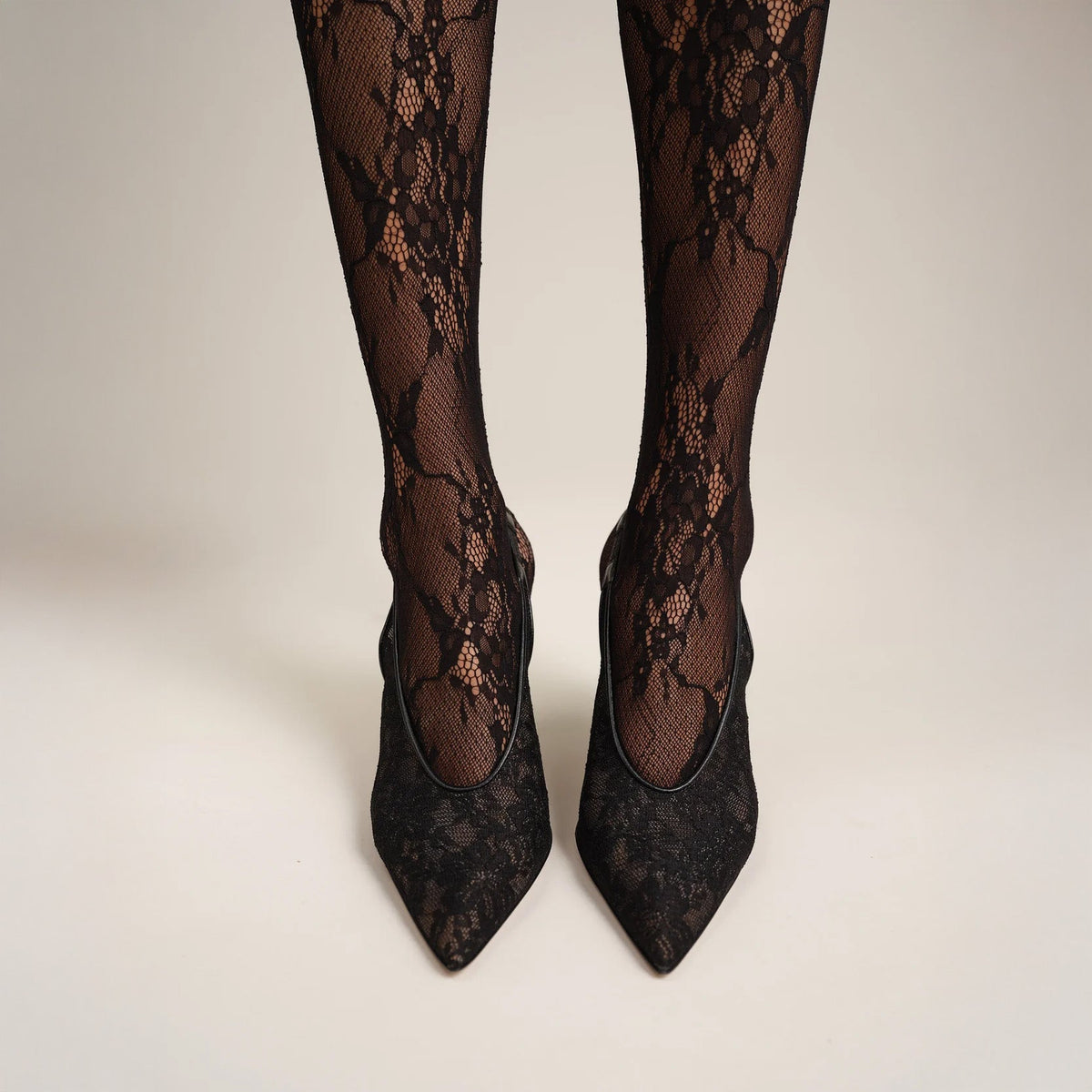 Kolane Dolly Lace Slingbacks - Black