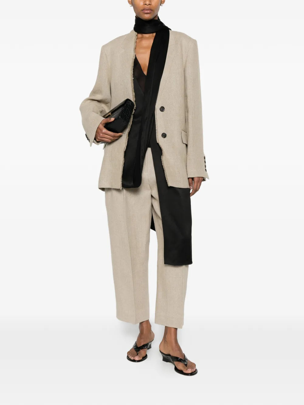 Totême Double Pleat Linen Trouser - Beige