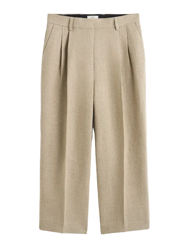 Totême Double Pleat Linen Trouser - Beige