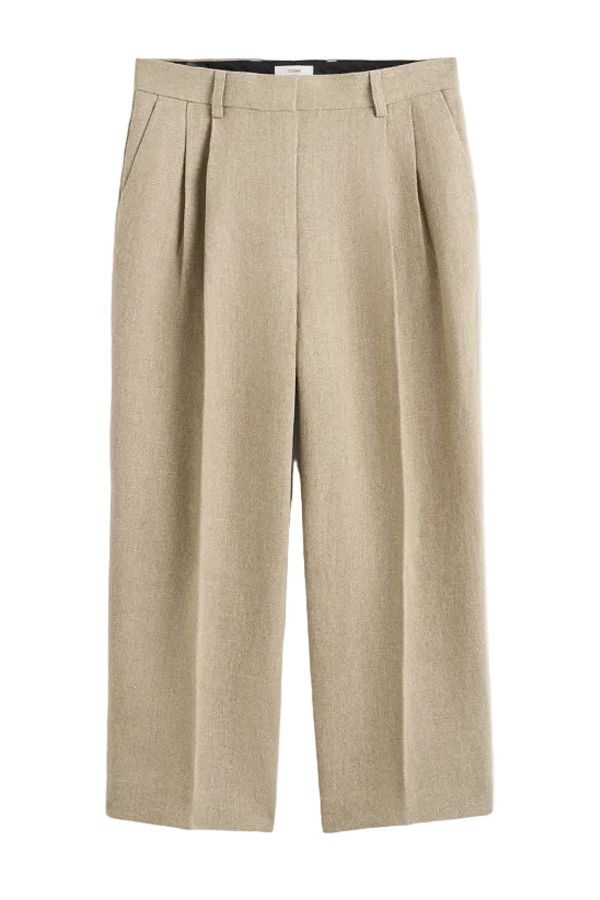 Totême Double Pleat Linen Trouser - Beige