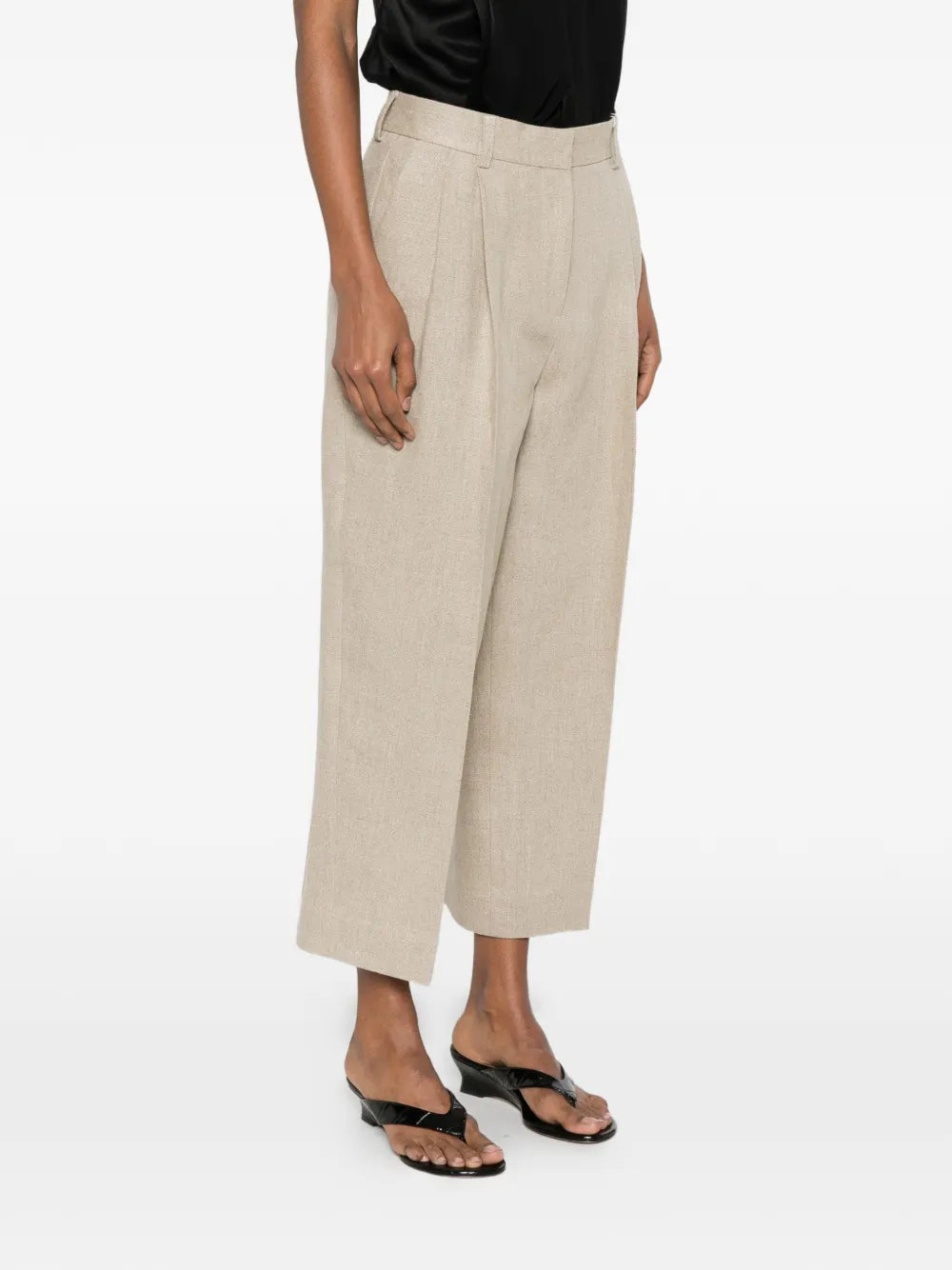 Totême Double Pleat Linen Trouser - Beige